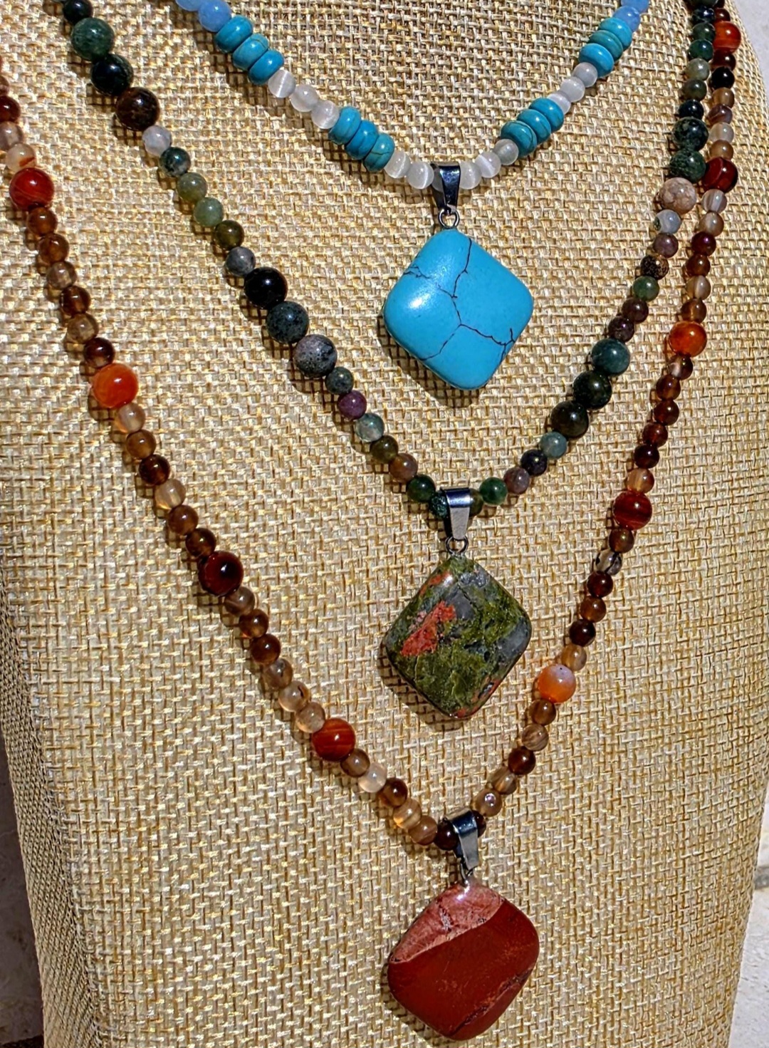 Handmade crystal pendant necklace crystal boho hippy beaded 