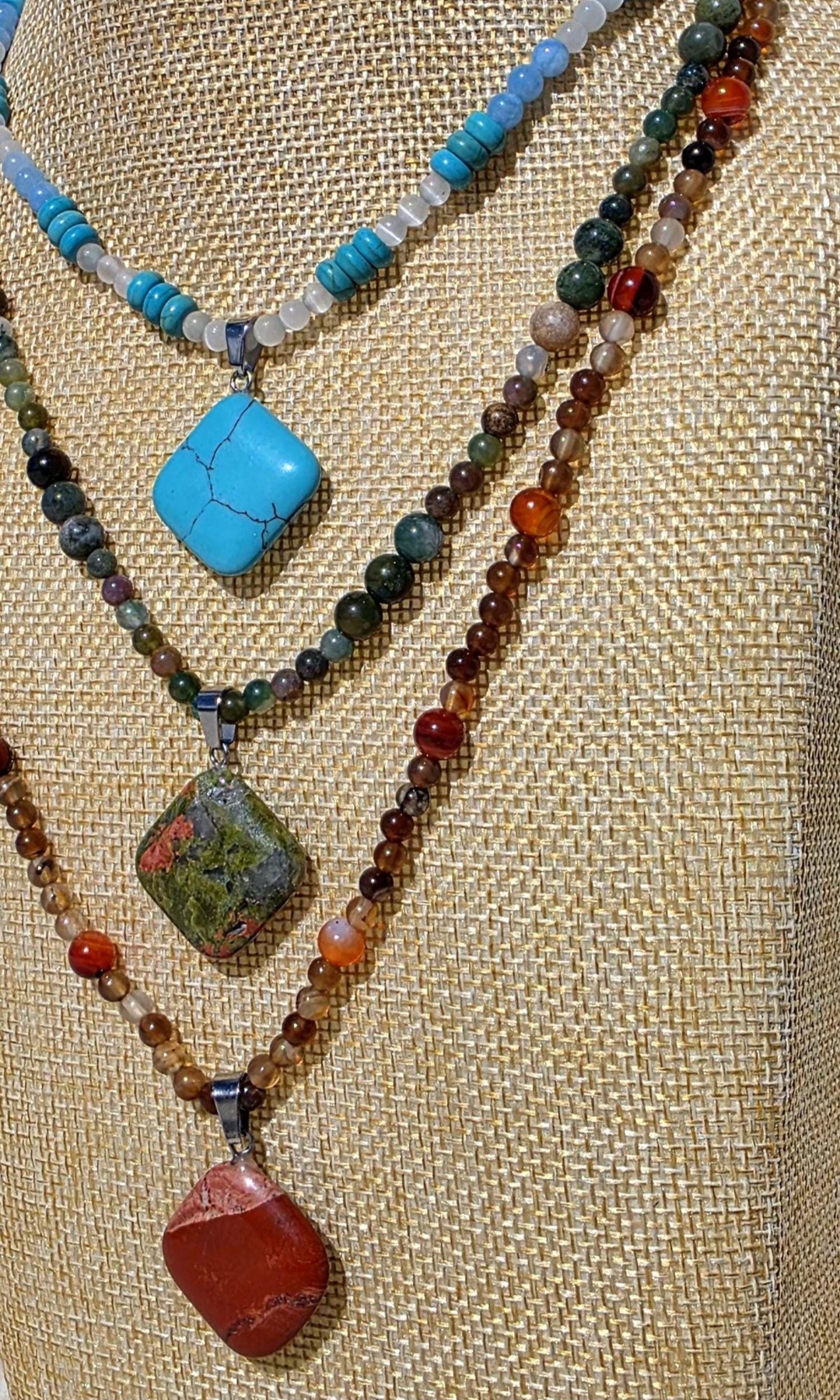Handmade crystal pendant necklace crystal boho hippy beaded 