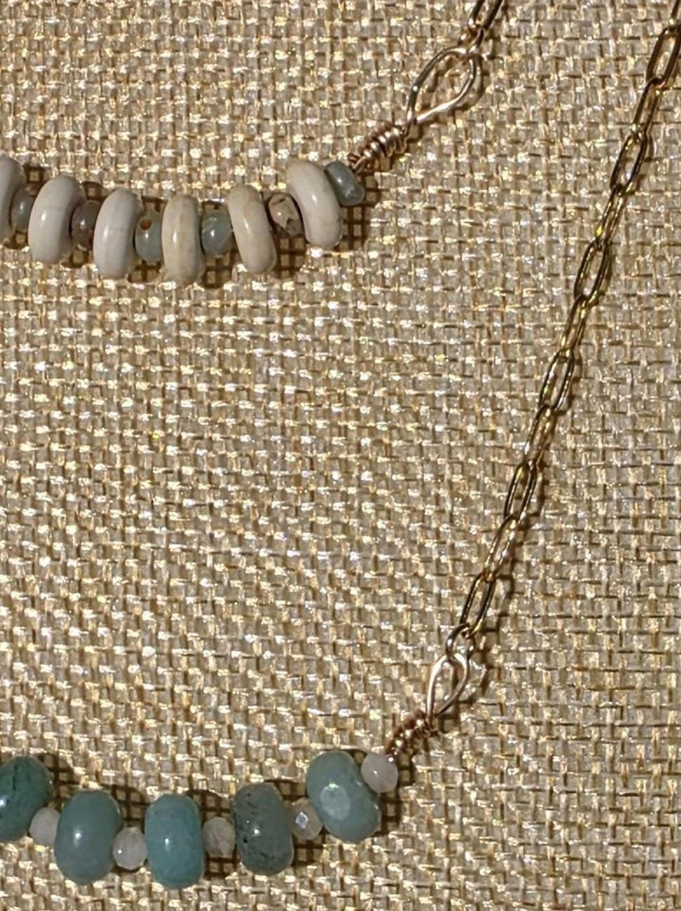 Surf girl crystal and chain necklace hippy boho beach necklace