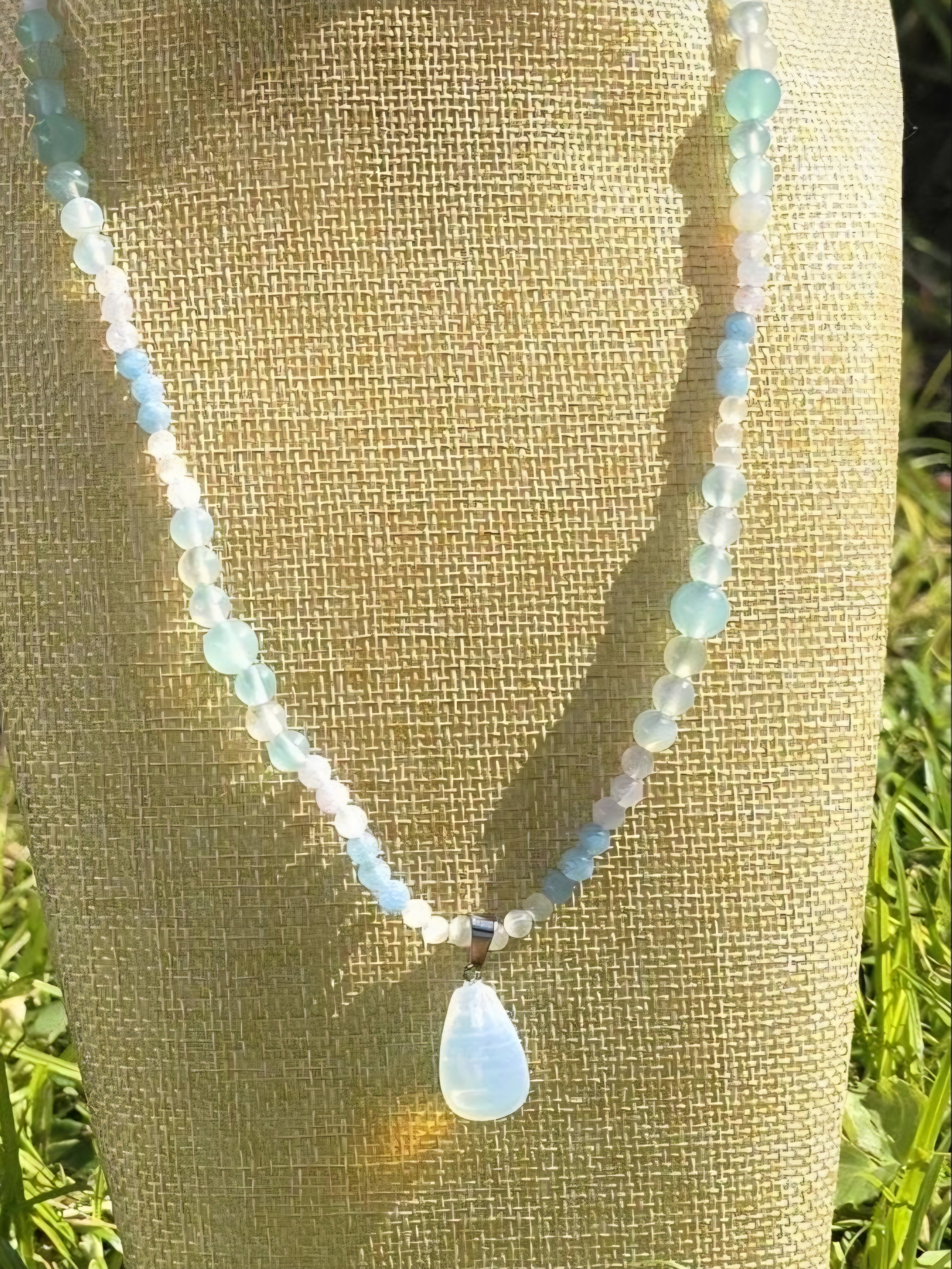 Opalite Pendant Beaded Necklace 