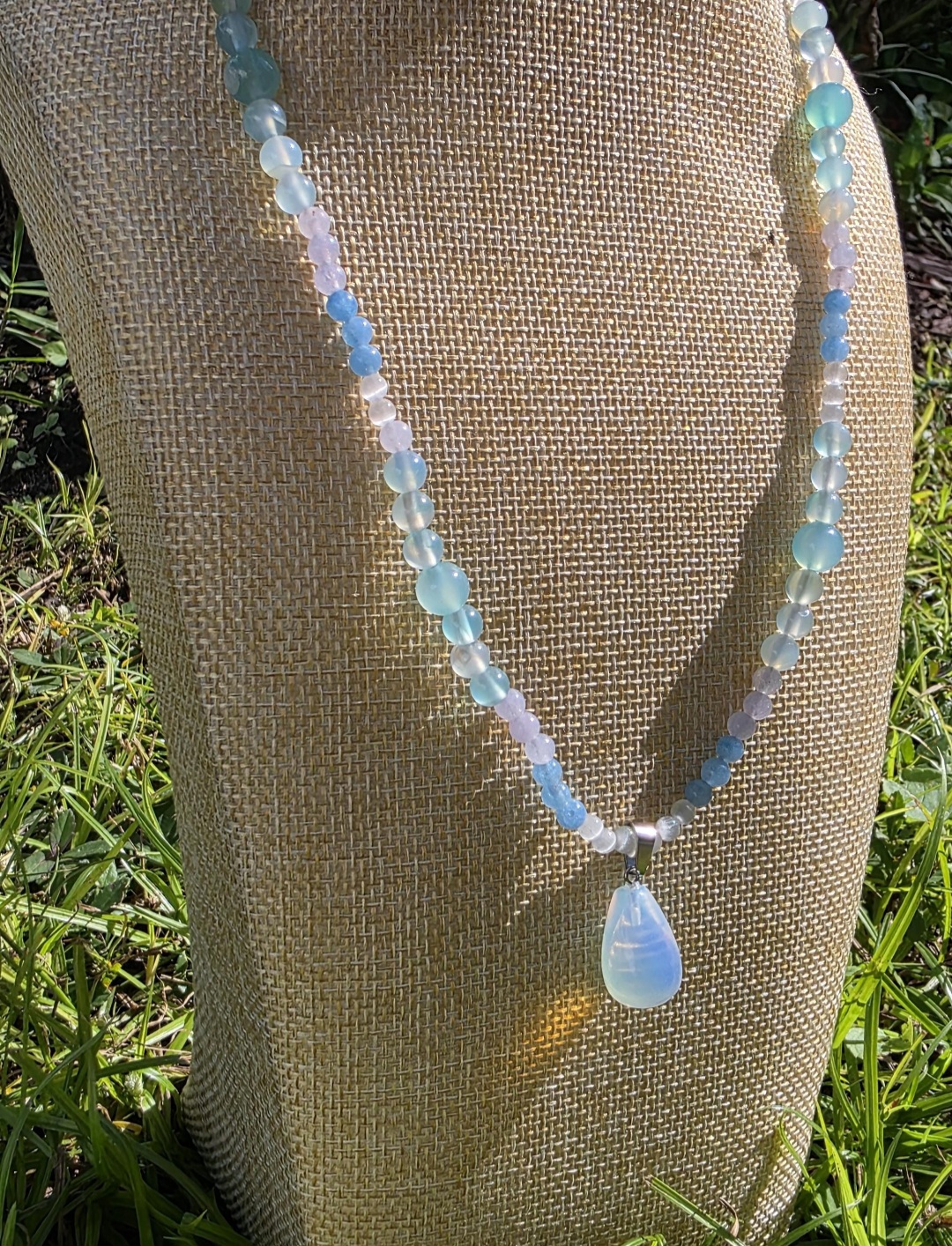 Opalite Pendant Beaded Necklace 