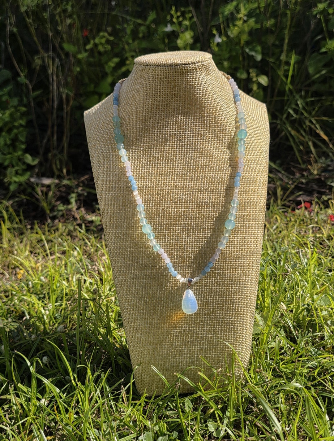 Opalite Pendant Beaded Necklace 