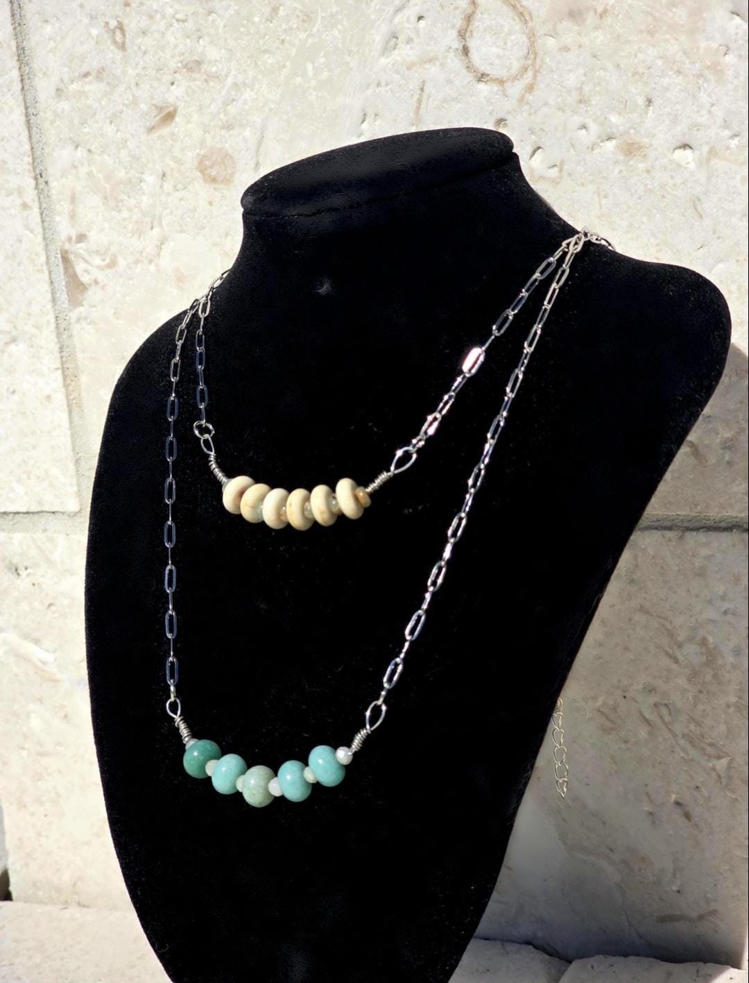 Surf girl crystal and chain necklace hippy boho beach necklace