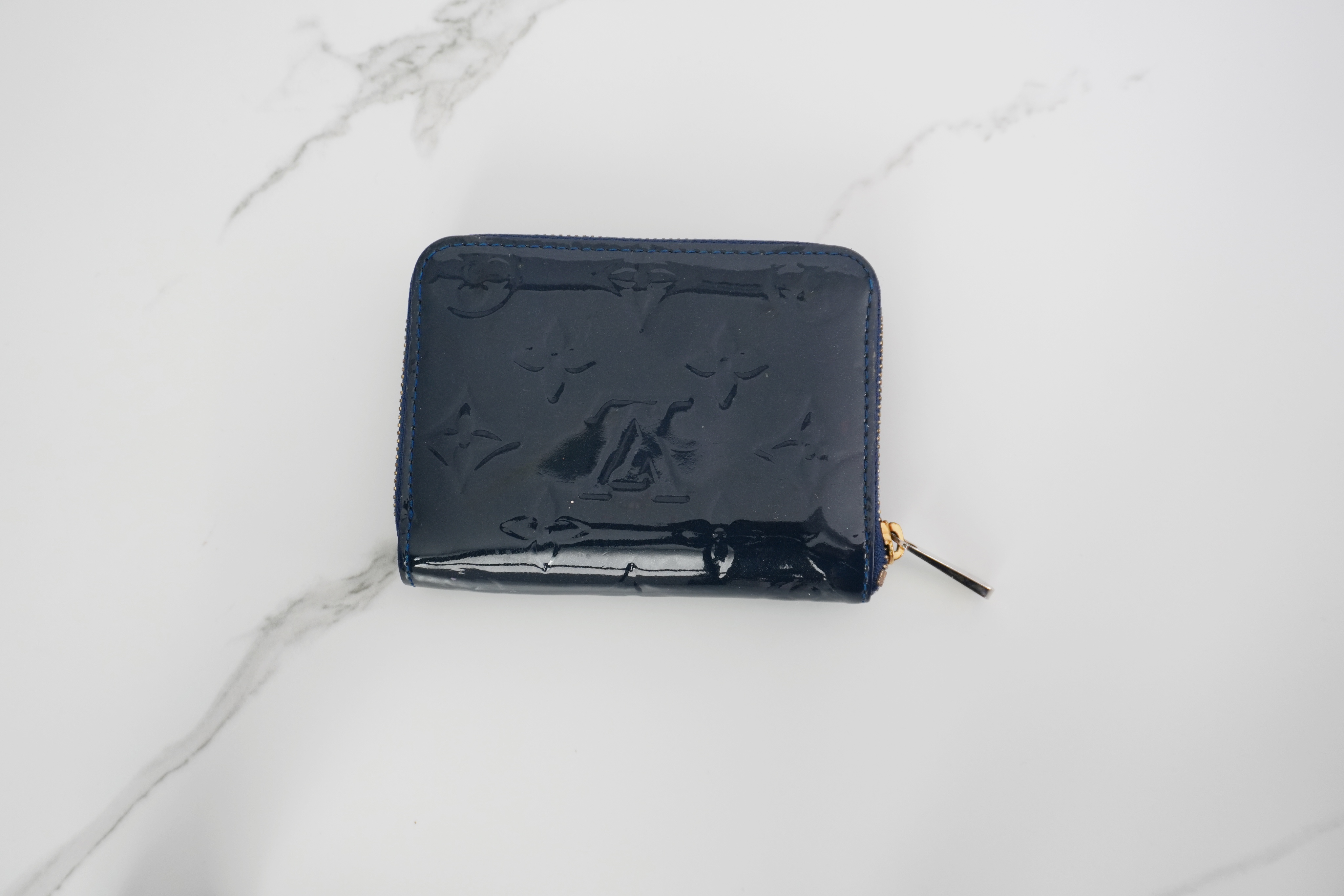 Authentic Louis Vuitton Dark Blue Vernis Leather Coin Pouch