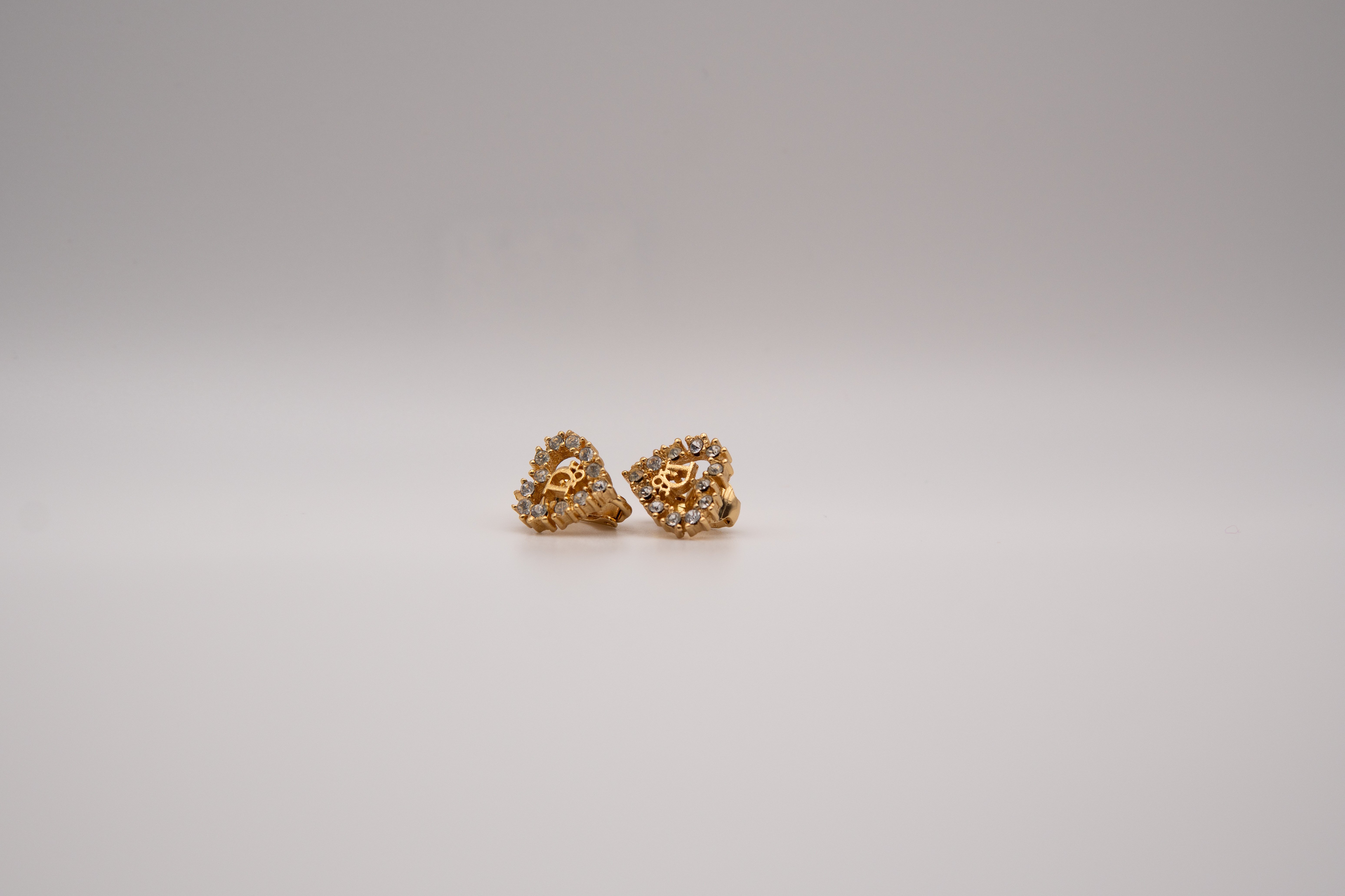 Authentic Christian Dior Vintage Rhinestone Charm Clip-On Earrings