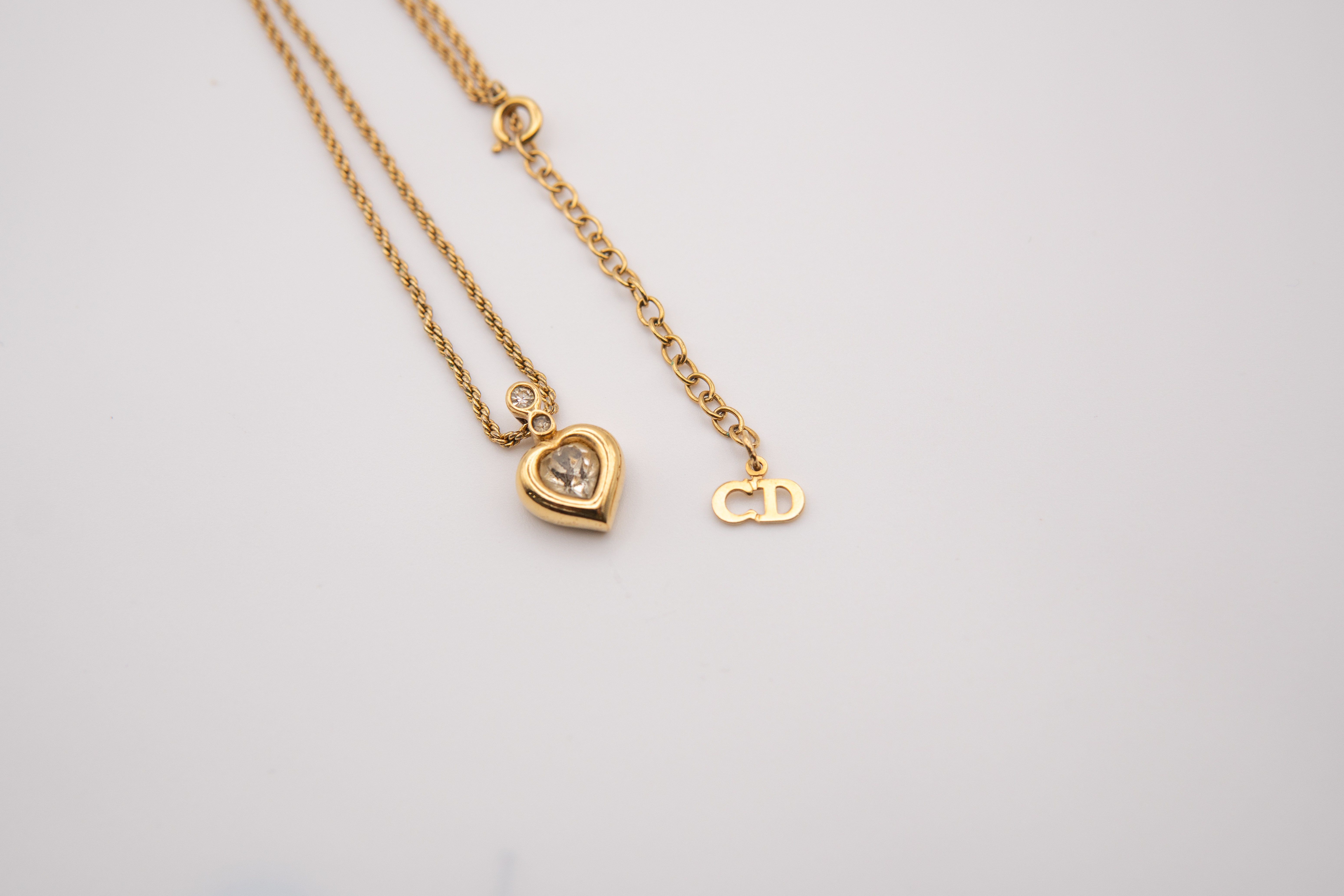 Authentic Christian Dior Vintage Heart Pendant Necklace