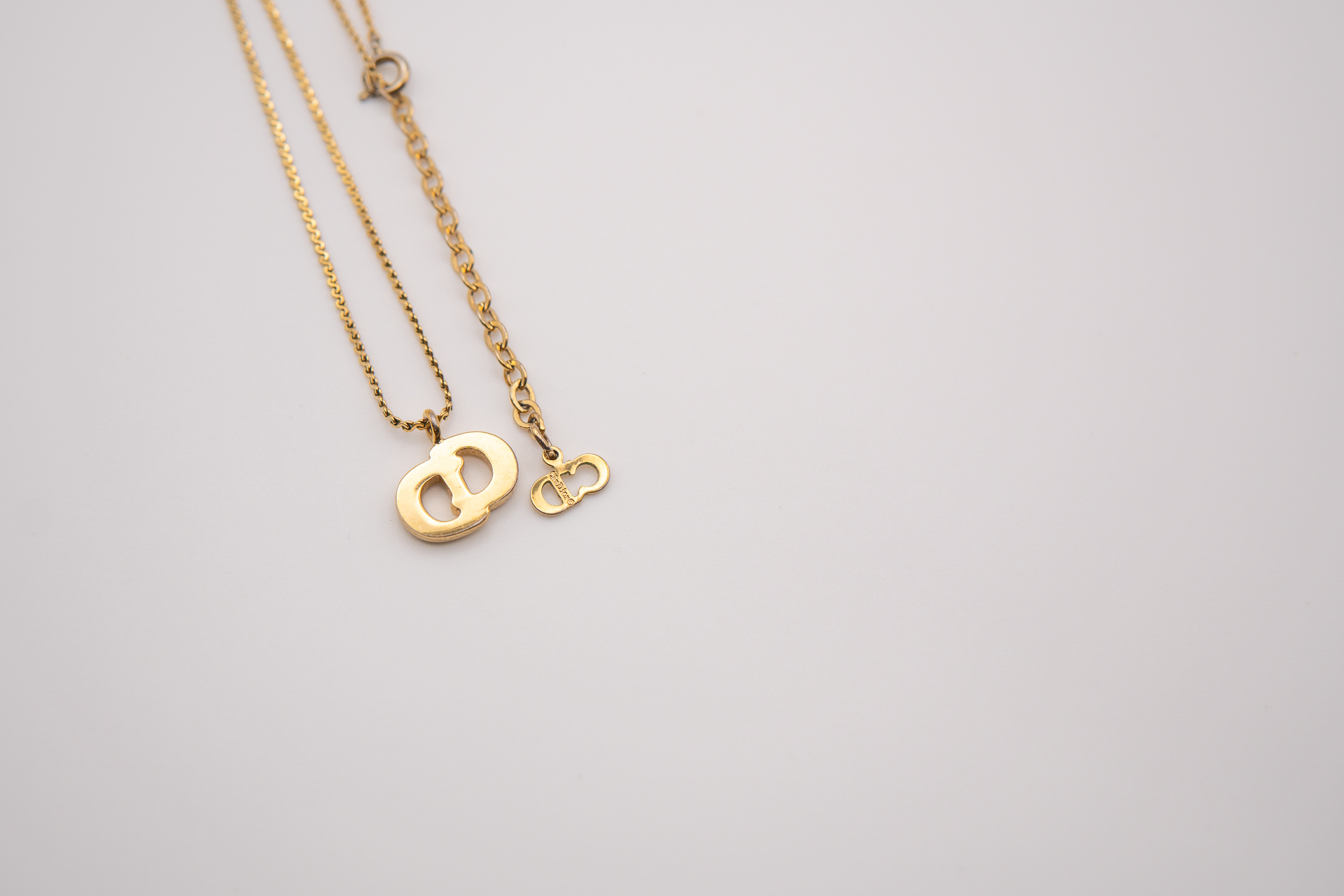 Authentic Christian Dior Vintage Rhinestone "CD" Pendant Necklace