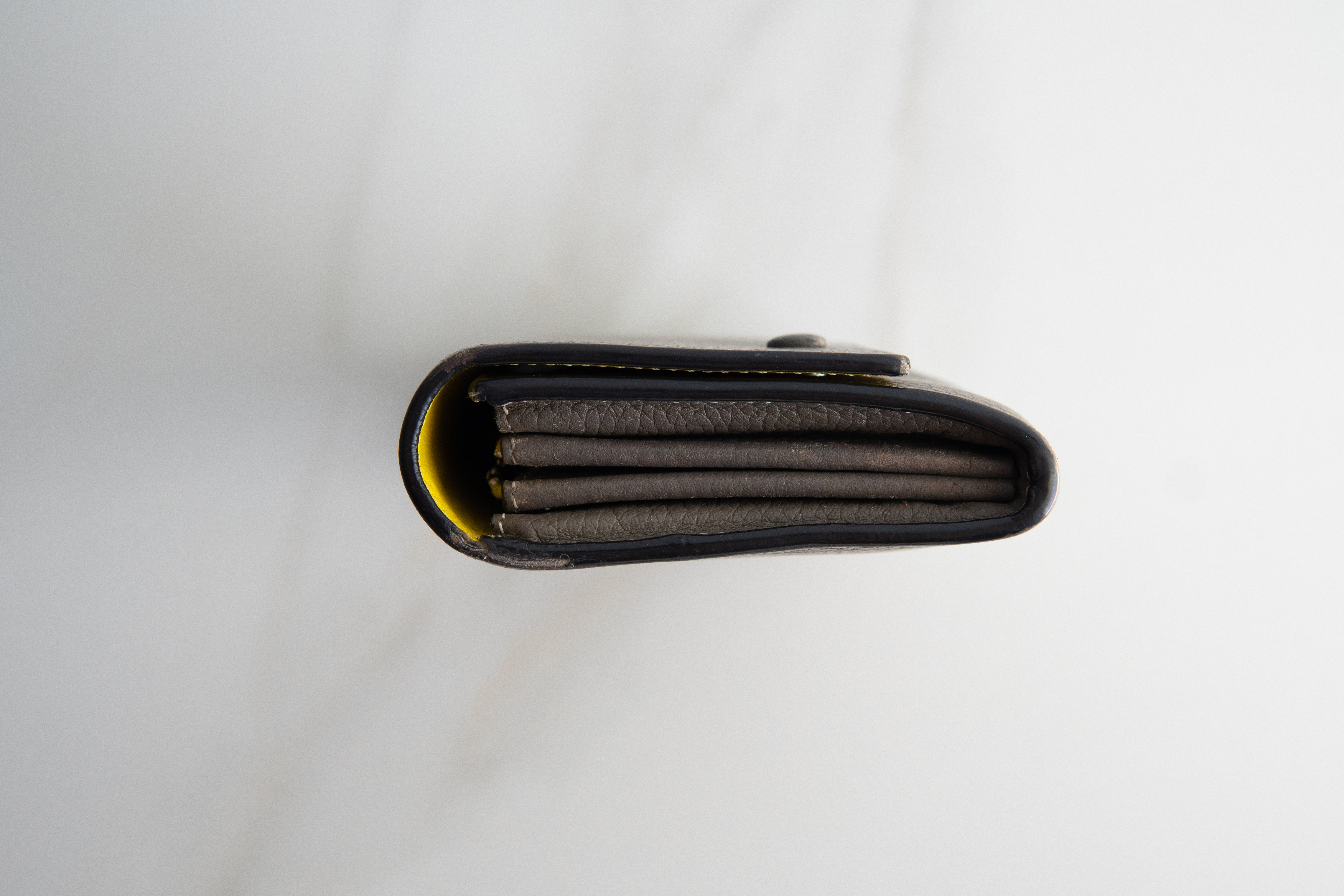 Authentic Celine Long Bifold Wallet Dark Tan/ Yellow