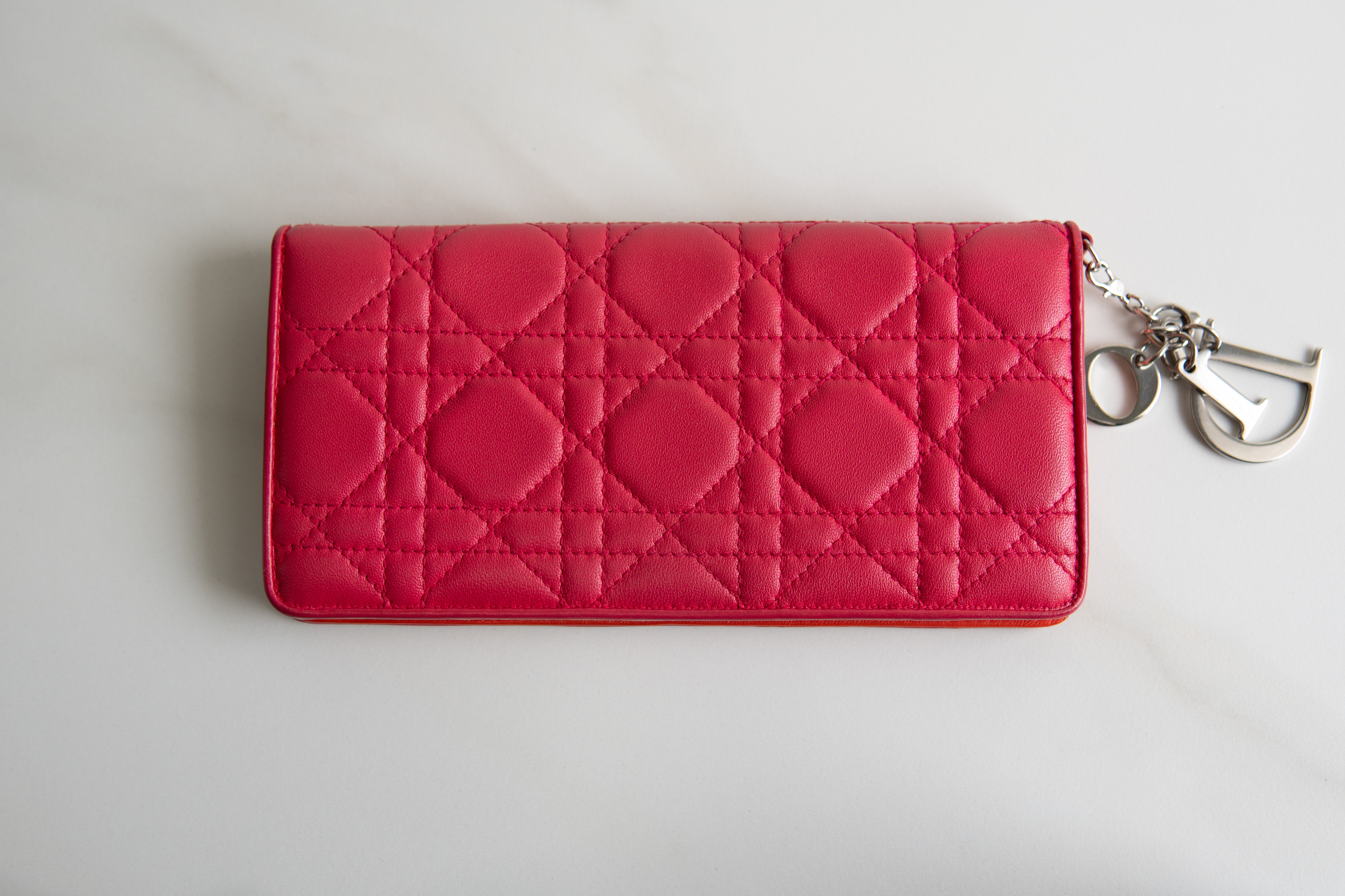 Authentic Christian Dior Cannage Rendez-Vous Lambskin Leather Wallet