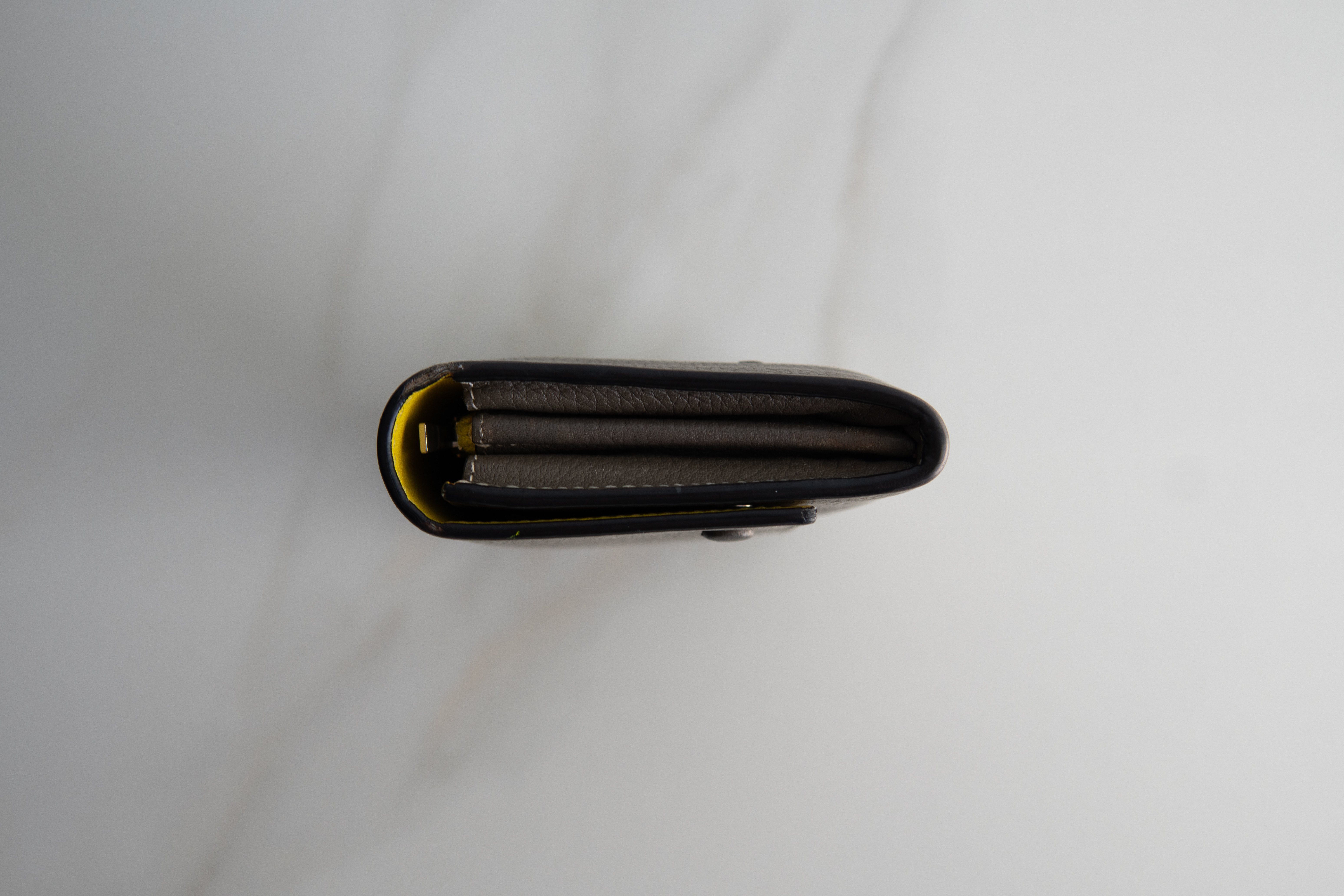 Authentic Celine Long Bifold Wallet Dark Tan/ Yellow