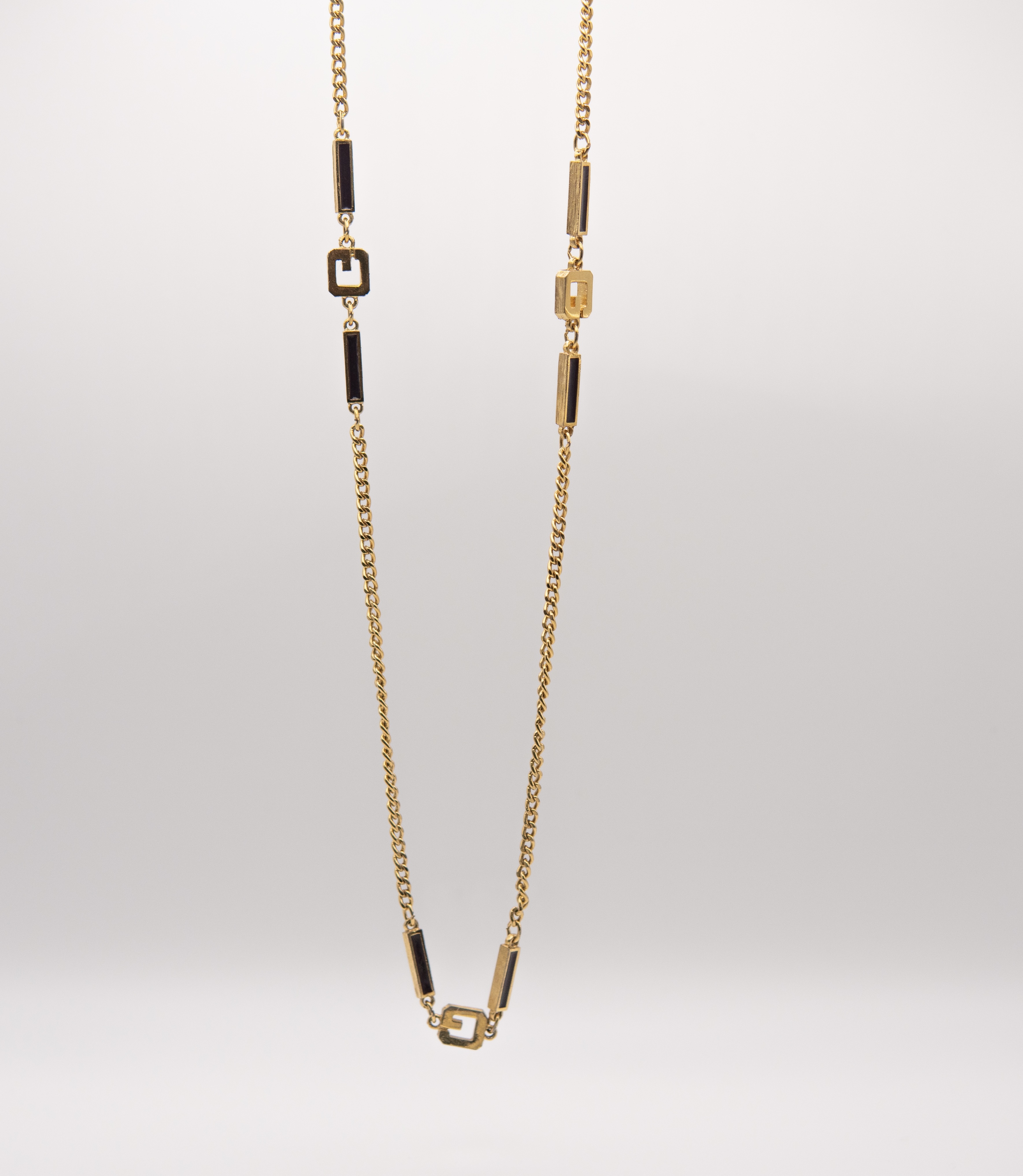Authentic Givenchy Vintage Enamel G Station Necklace