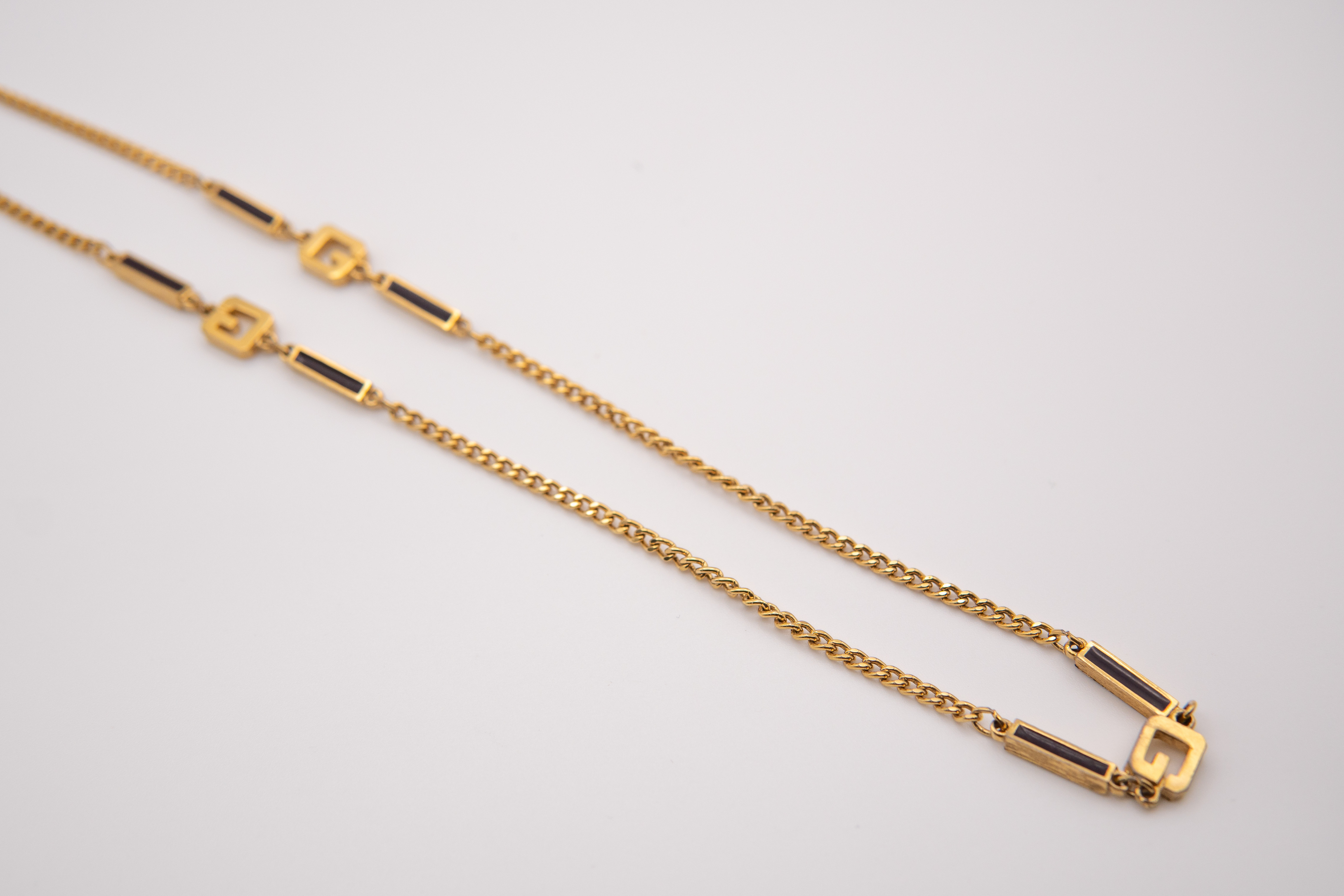 Authentic Givenchy Vintage Enamel G Station Necklace