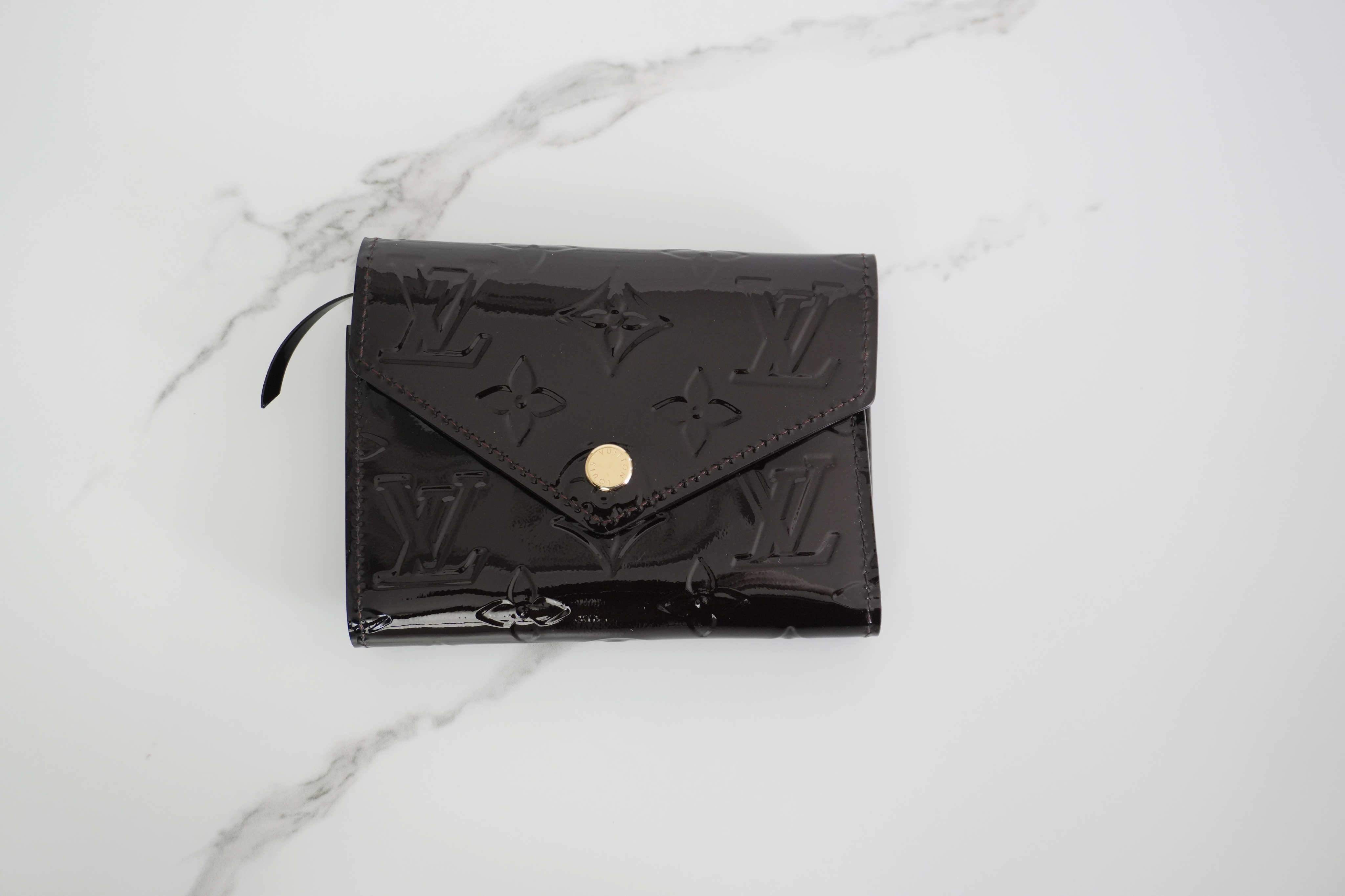 Authentic Louis Vuitton Monogram Vernis Portefeuille Victorine Trifold Wallet