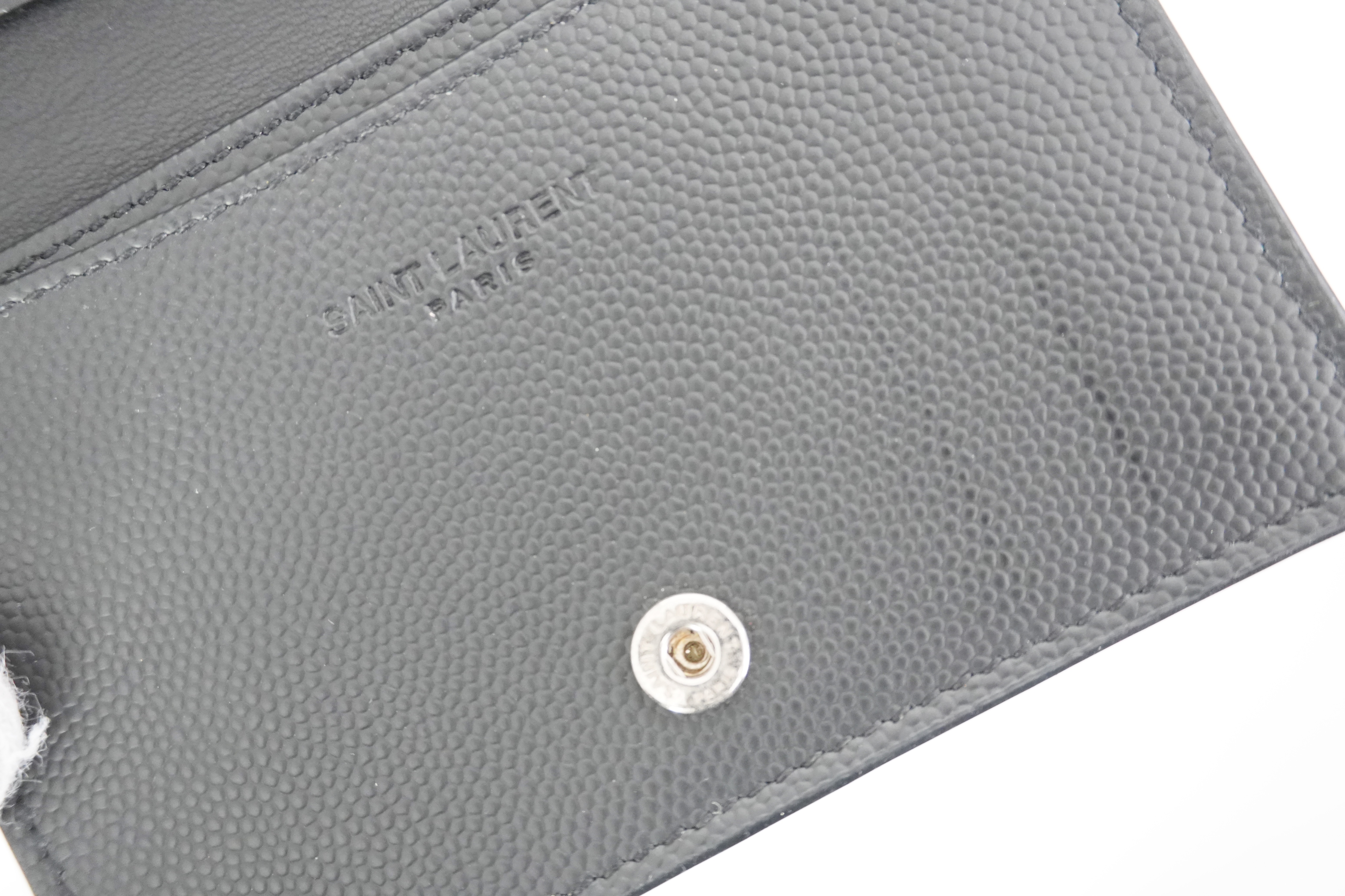 Authentic Saint Laurent Logo Leather Card Case Black