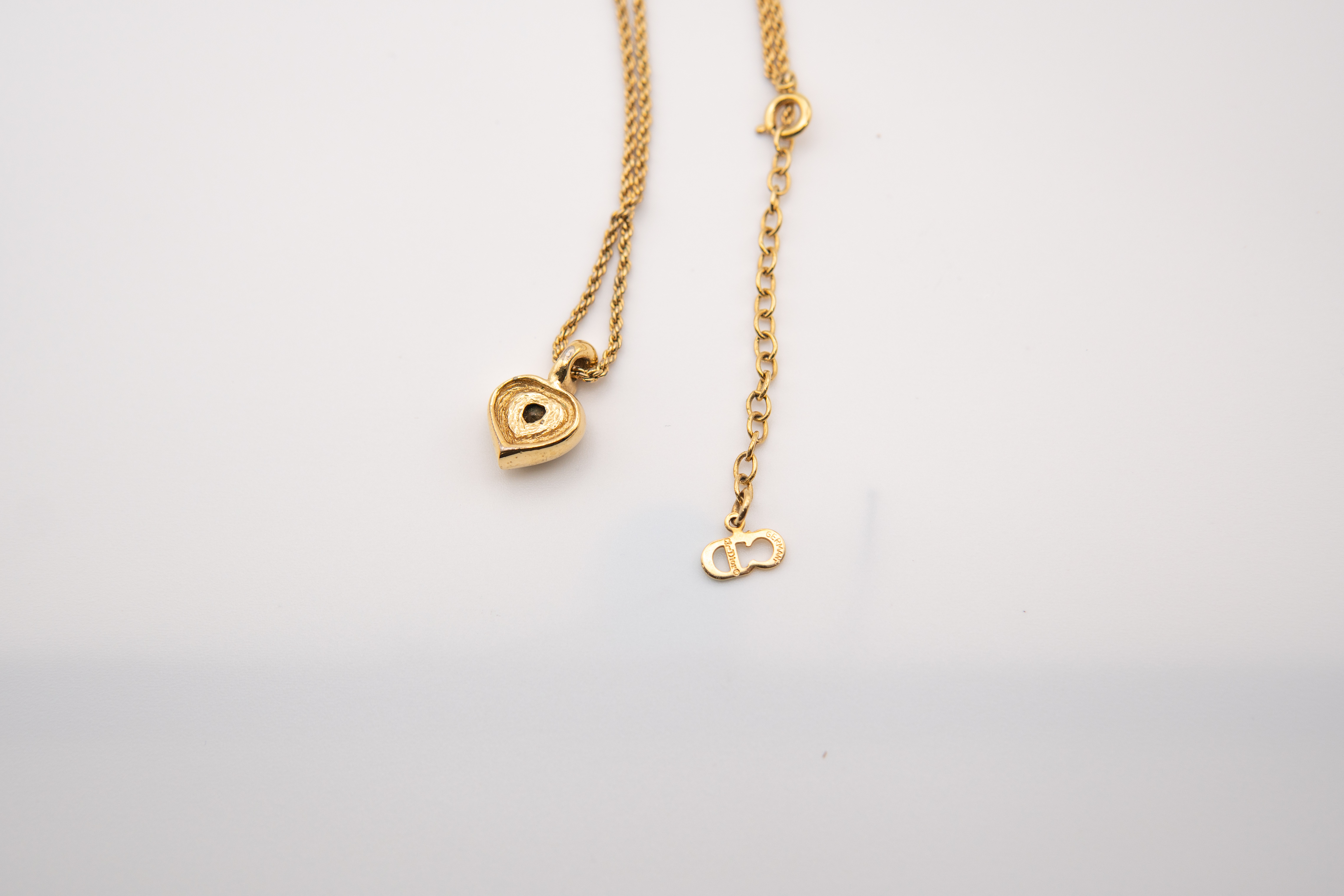 Authentic Christian Dior Vintage Heart Pendant Necklace