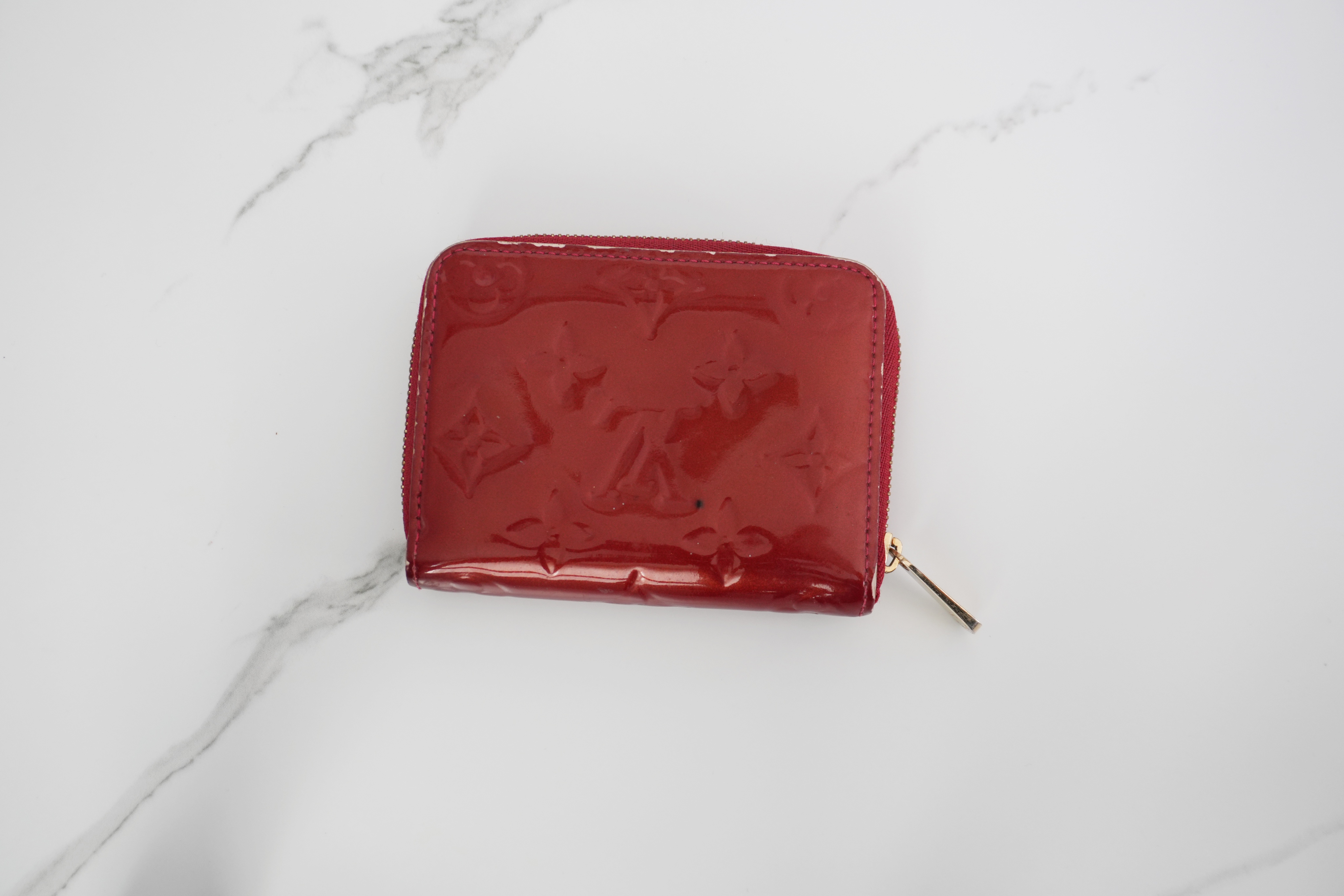 Authentic Louis Vuitton Red Vernis Leather Coin Pouch