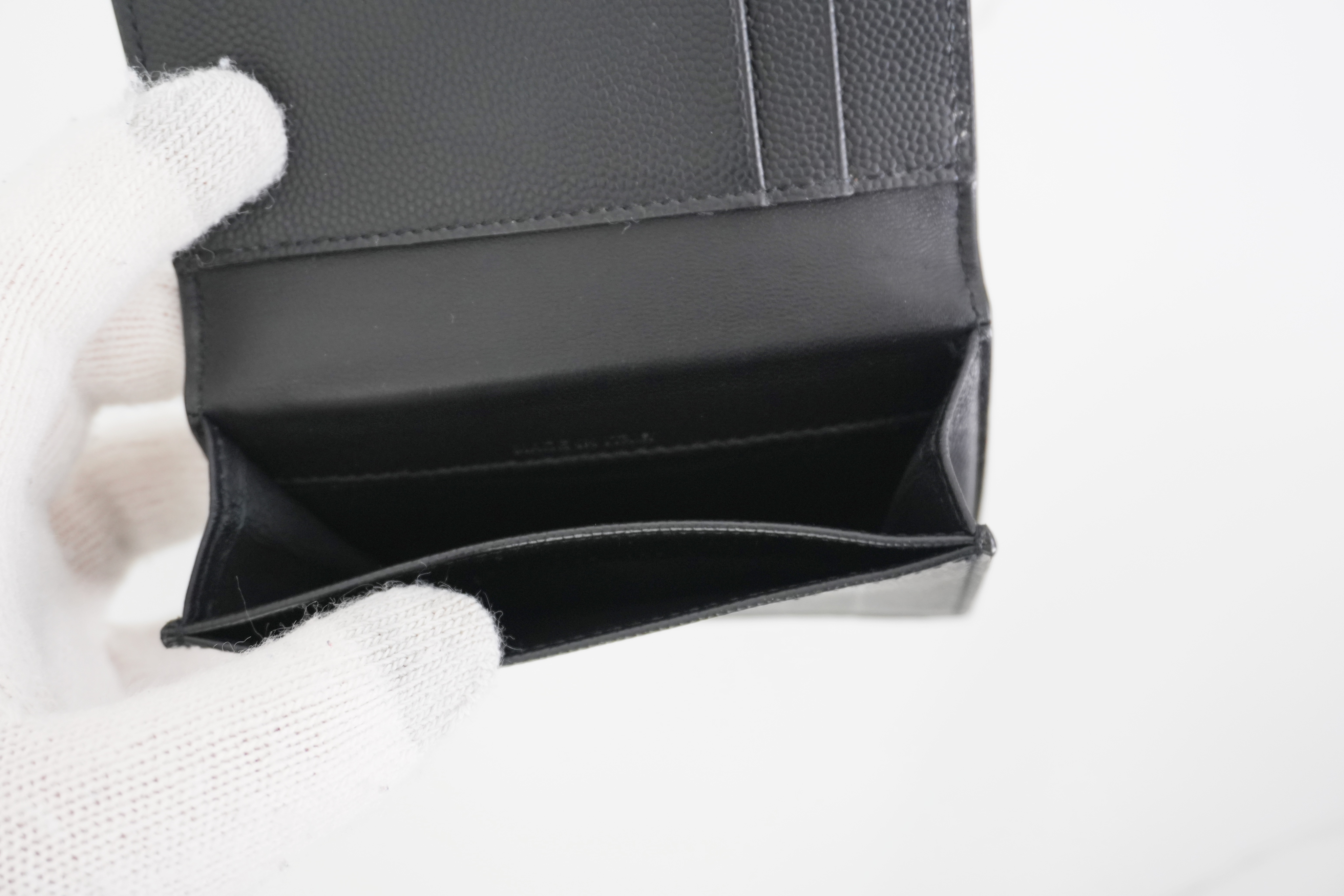 Authentic Saint Laurent Logo Leather Card Case Black