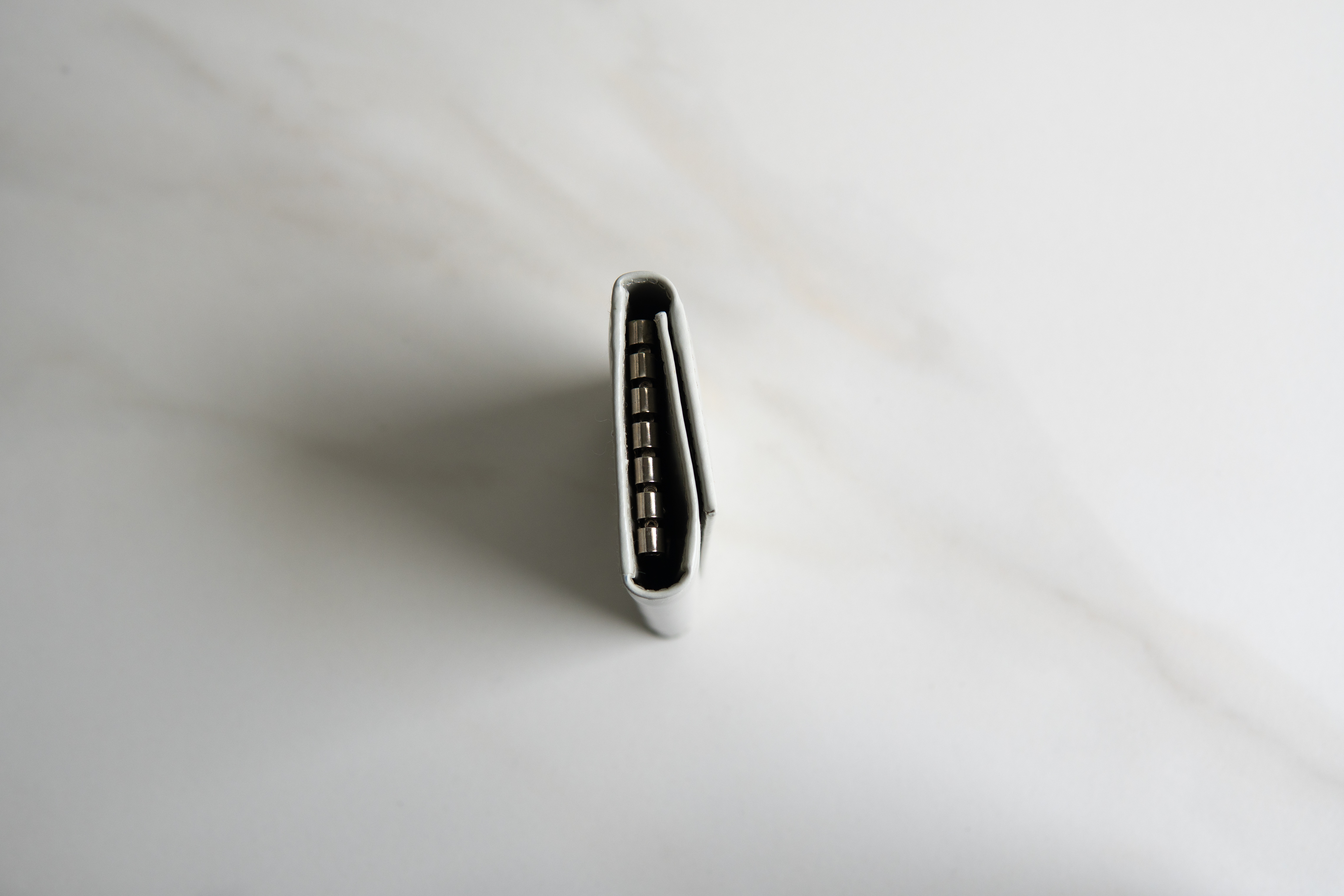 PRADA Logo Patent Leather 6 Ring Key Case Light Gray