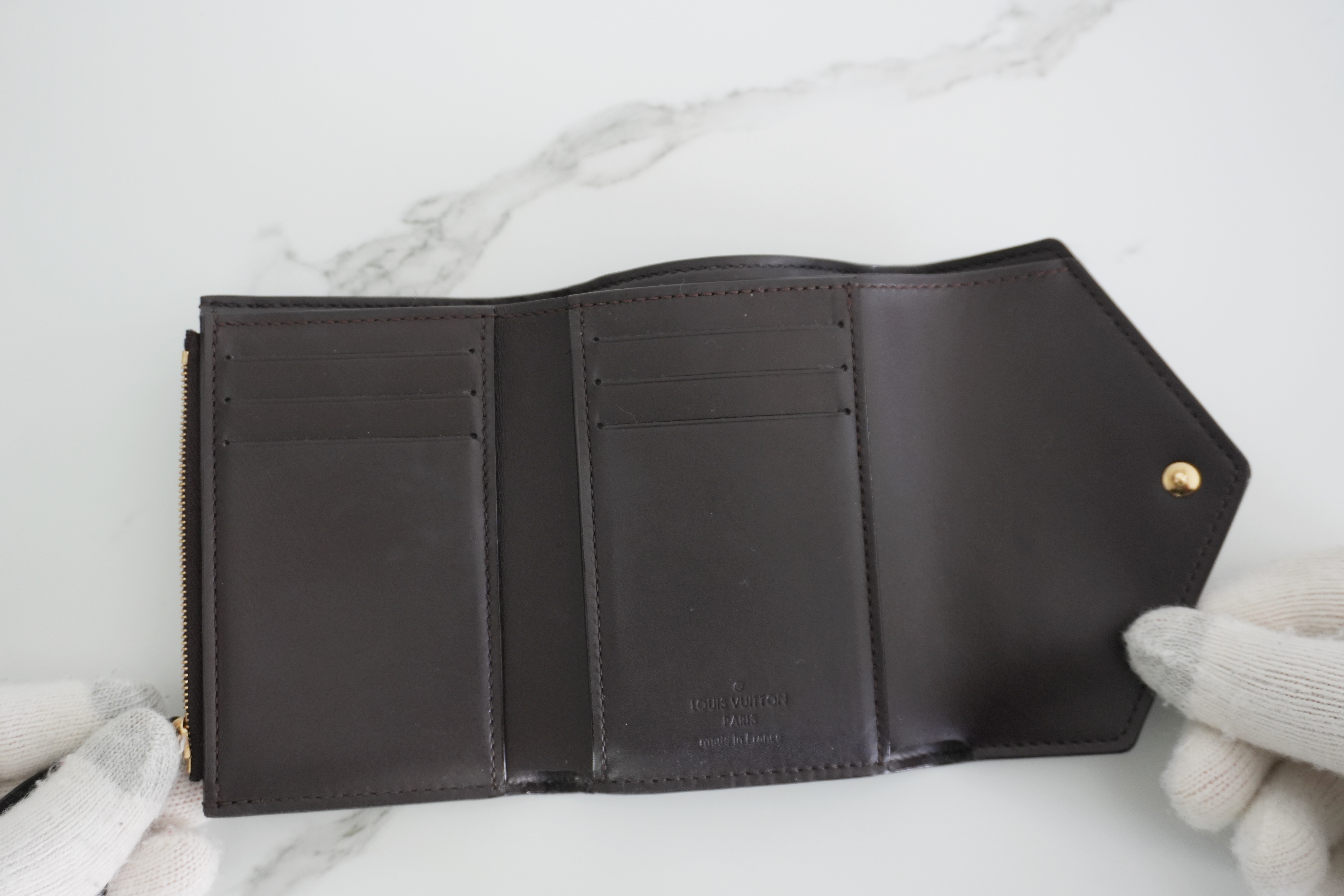 Authentic Louis Vuitton Monogram Vernis Portefeuille Victorine Trifold Wallet