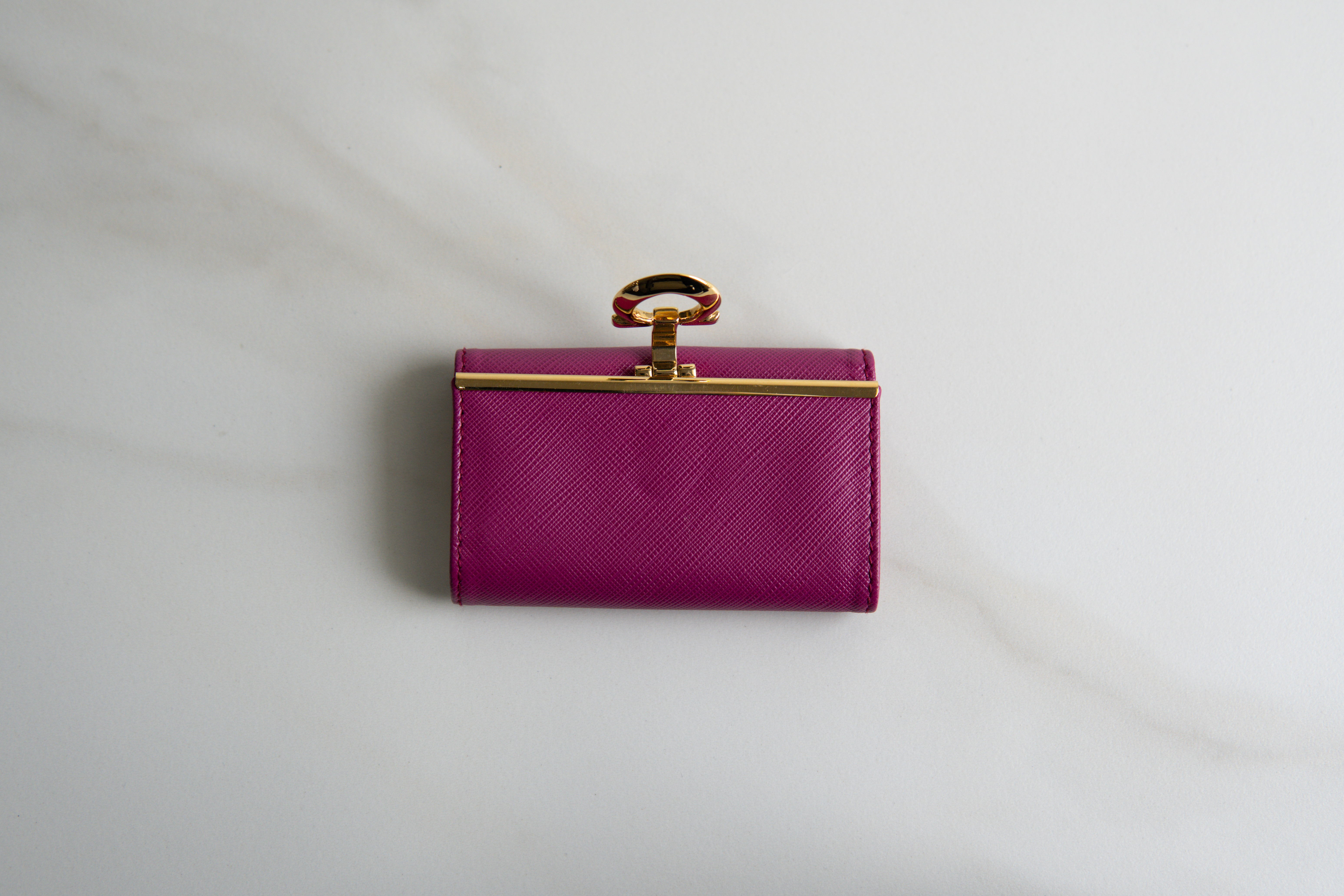 Authentic Salvatore Ferragamo Fushcia Gancini 6-Key Case