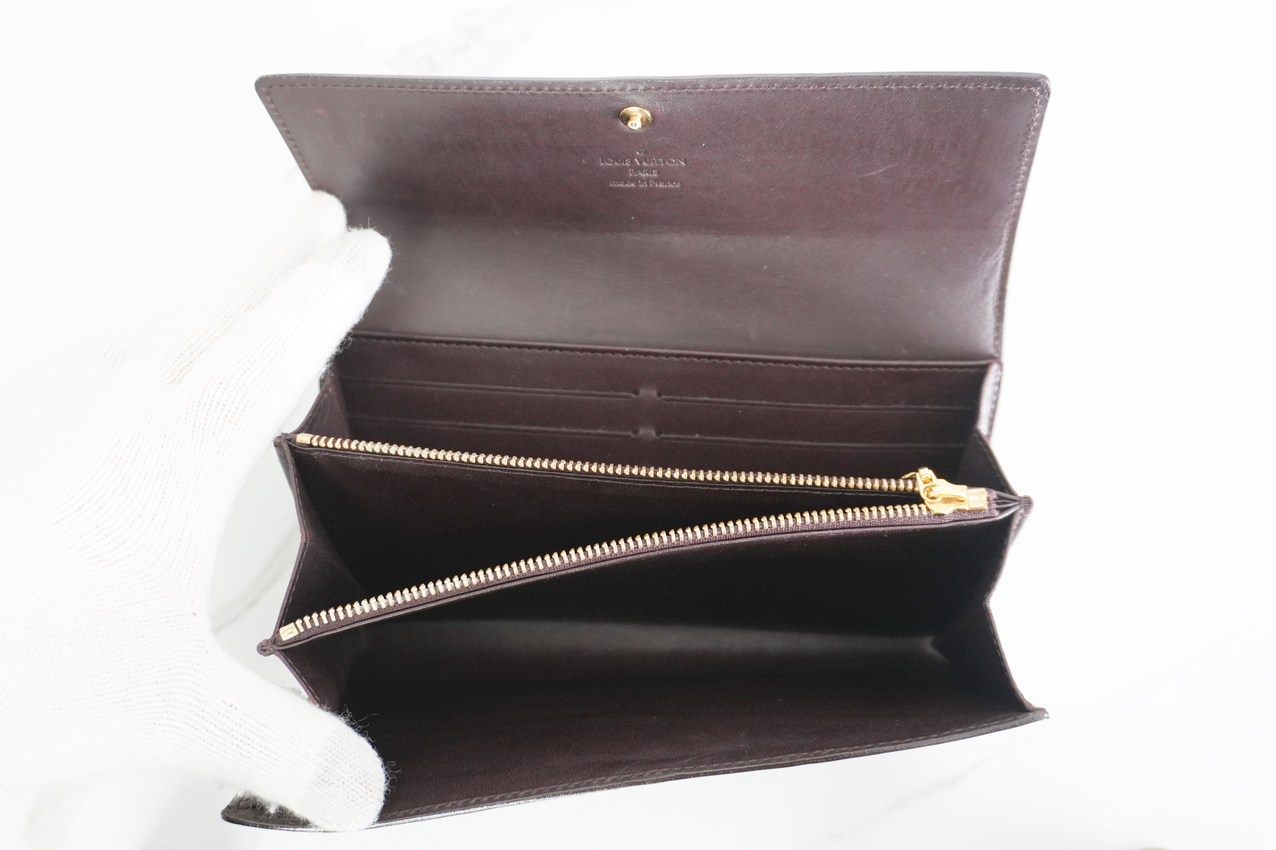 Authentic Louis Vuitton Monogram Vernis Porte Feuille Sarah Long Bifold Wallet