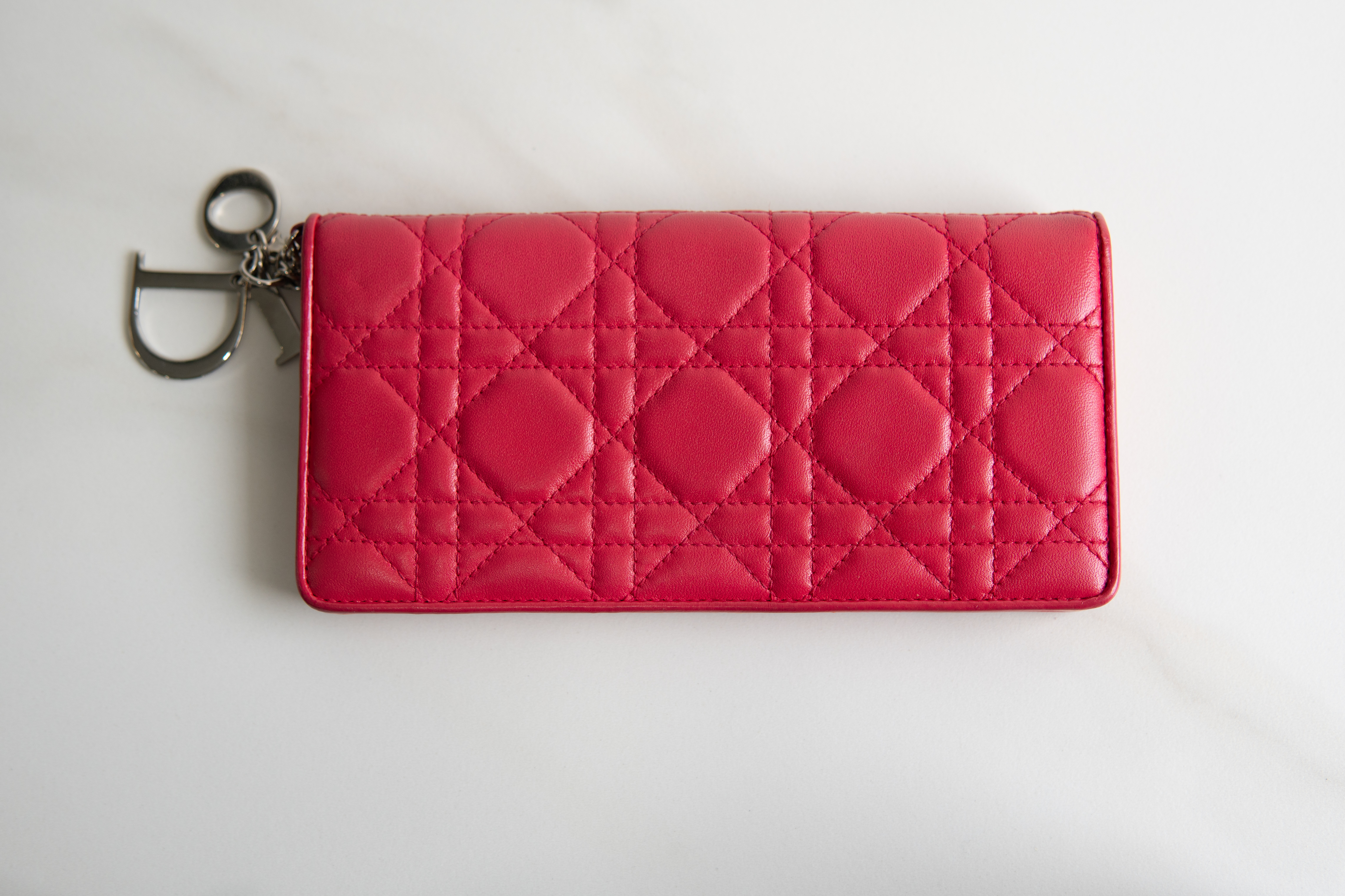 Authentic Christian Dior Cannage Rendez-Vous Lambskin Leather Wallet