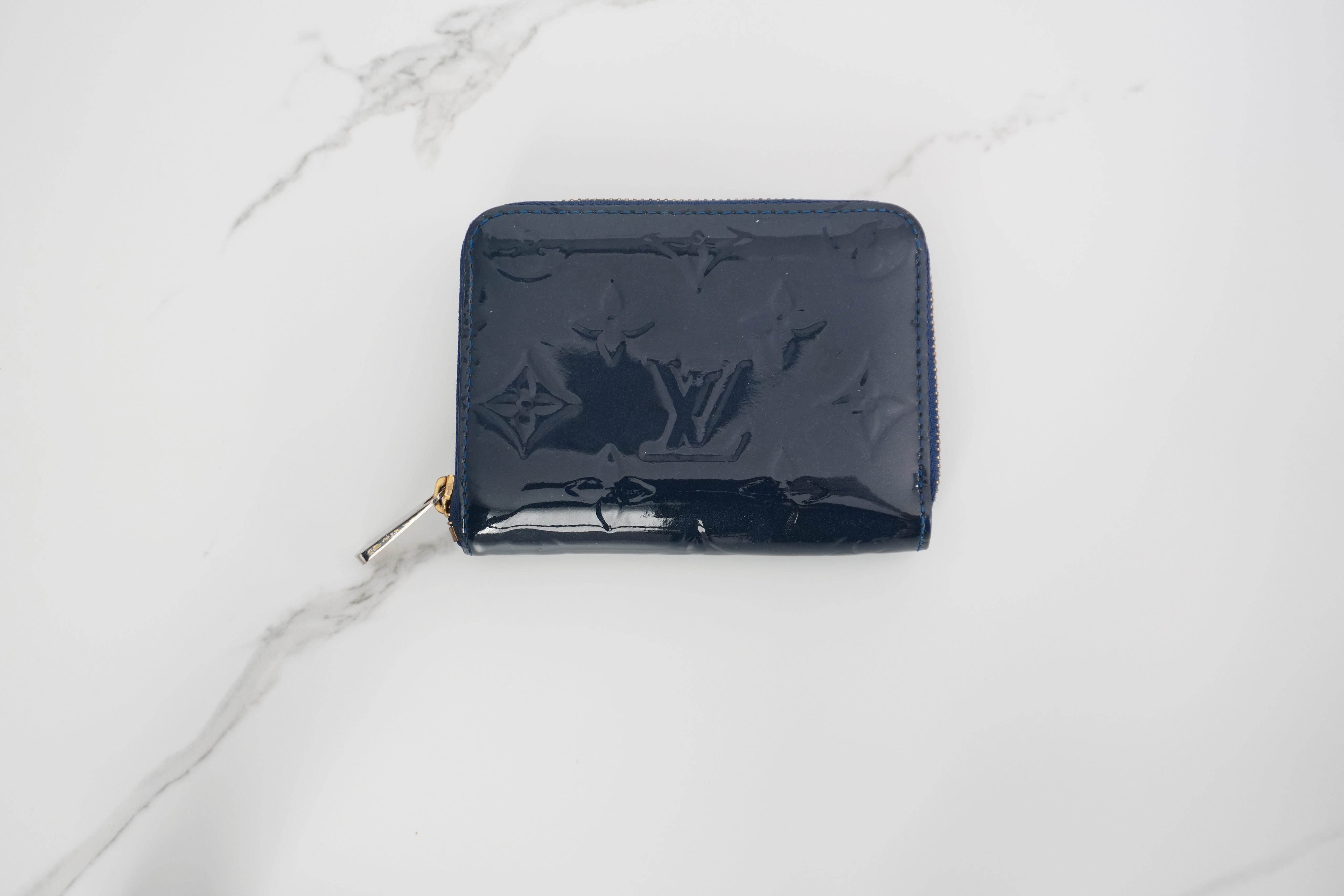 Authentic Louis Vuitton Dark Blue Vernis Leather Coin Pouch