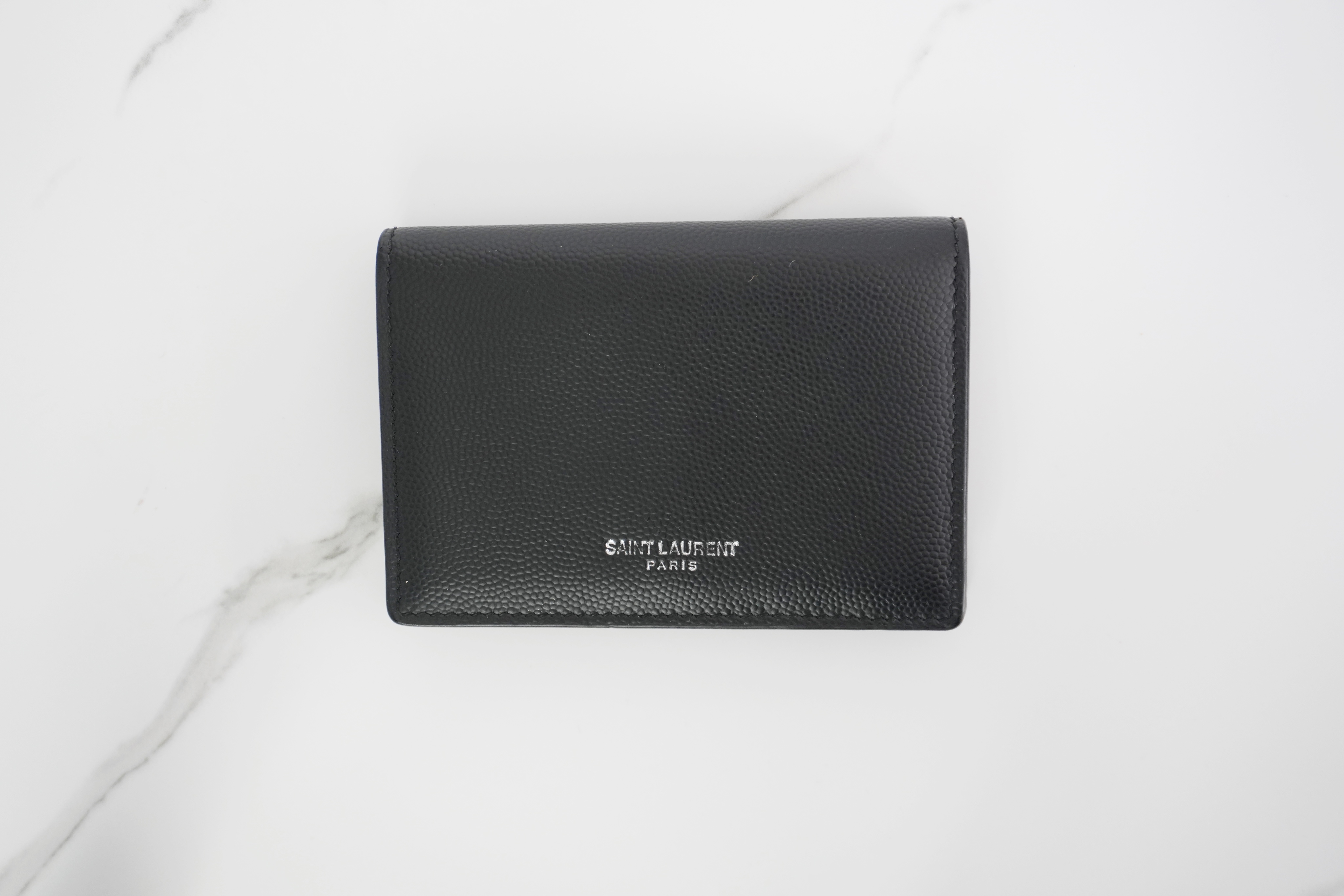 Authentic Saint Laurent Logo Leather Card Case Black