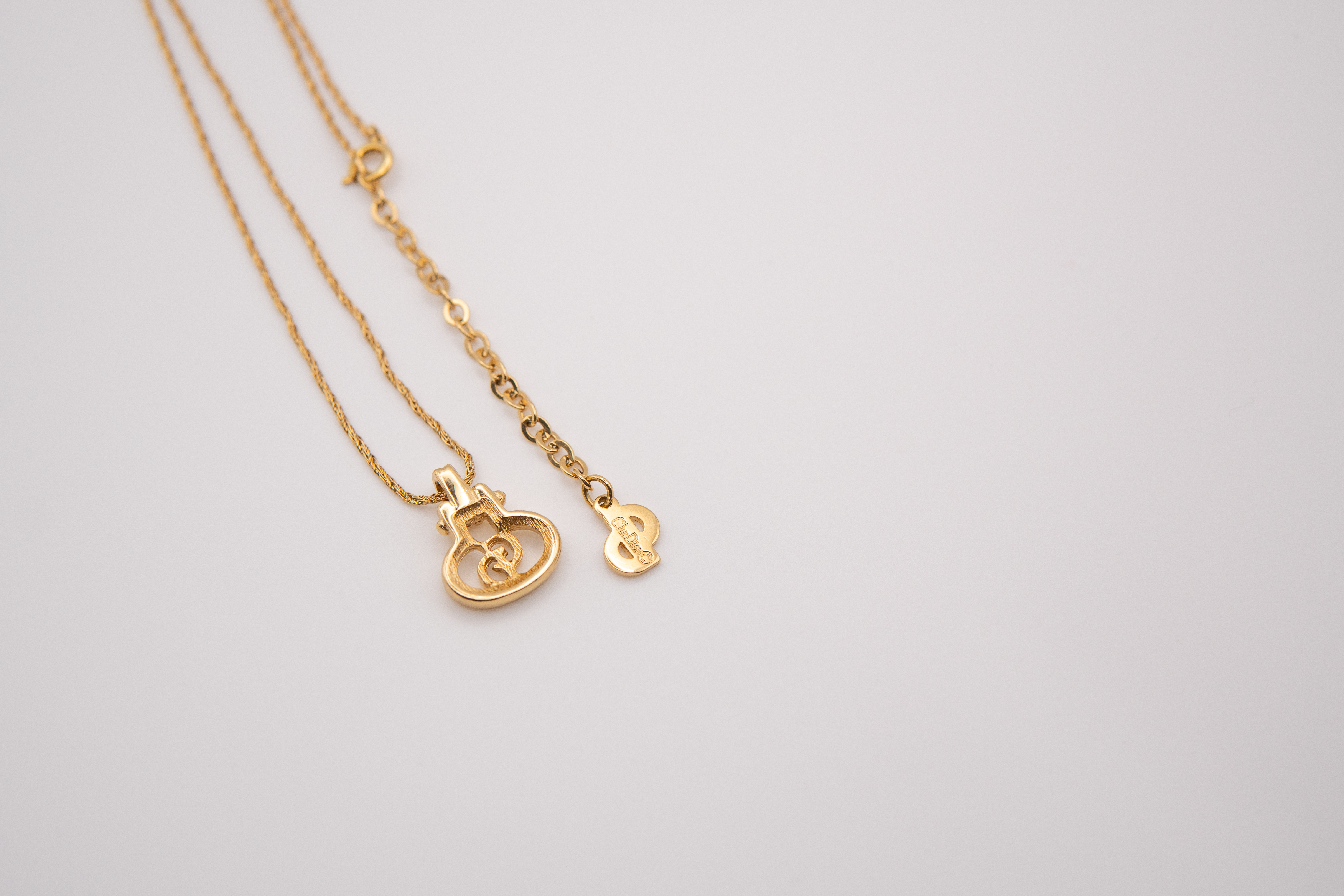 Authentic Christian Dior Vintage "CD" in Oval Pendant Necklace