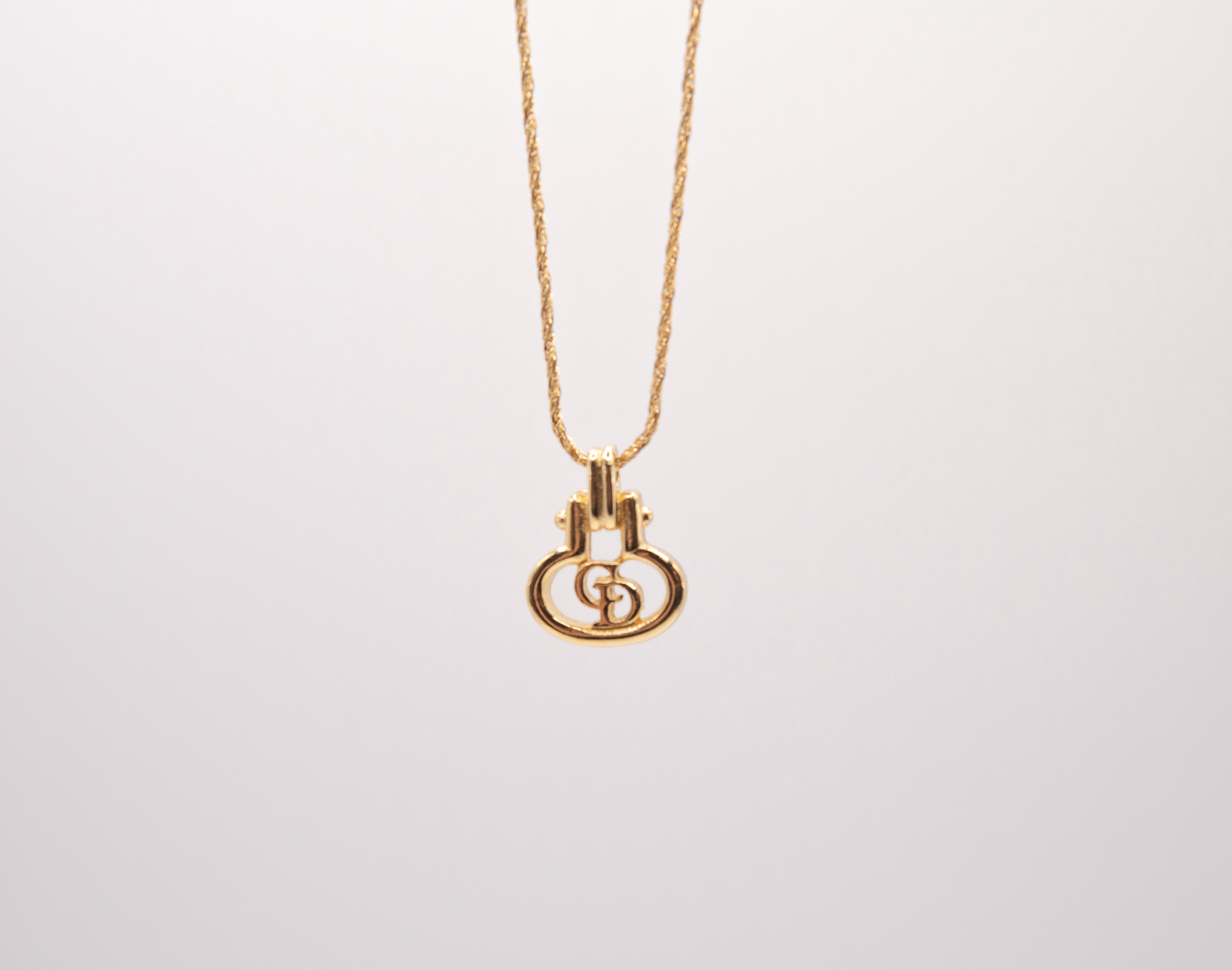 Authentic Christian Dior Vintage "CD" in Oval Pendant Necklace