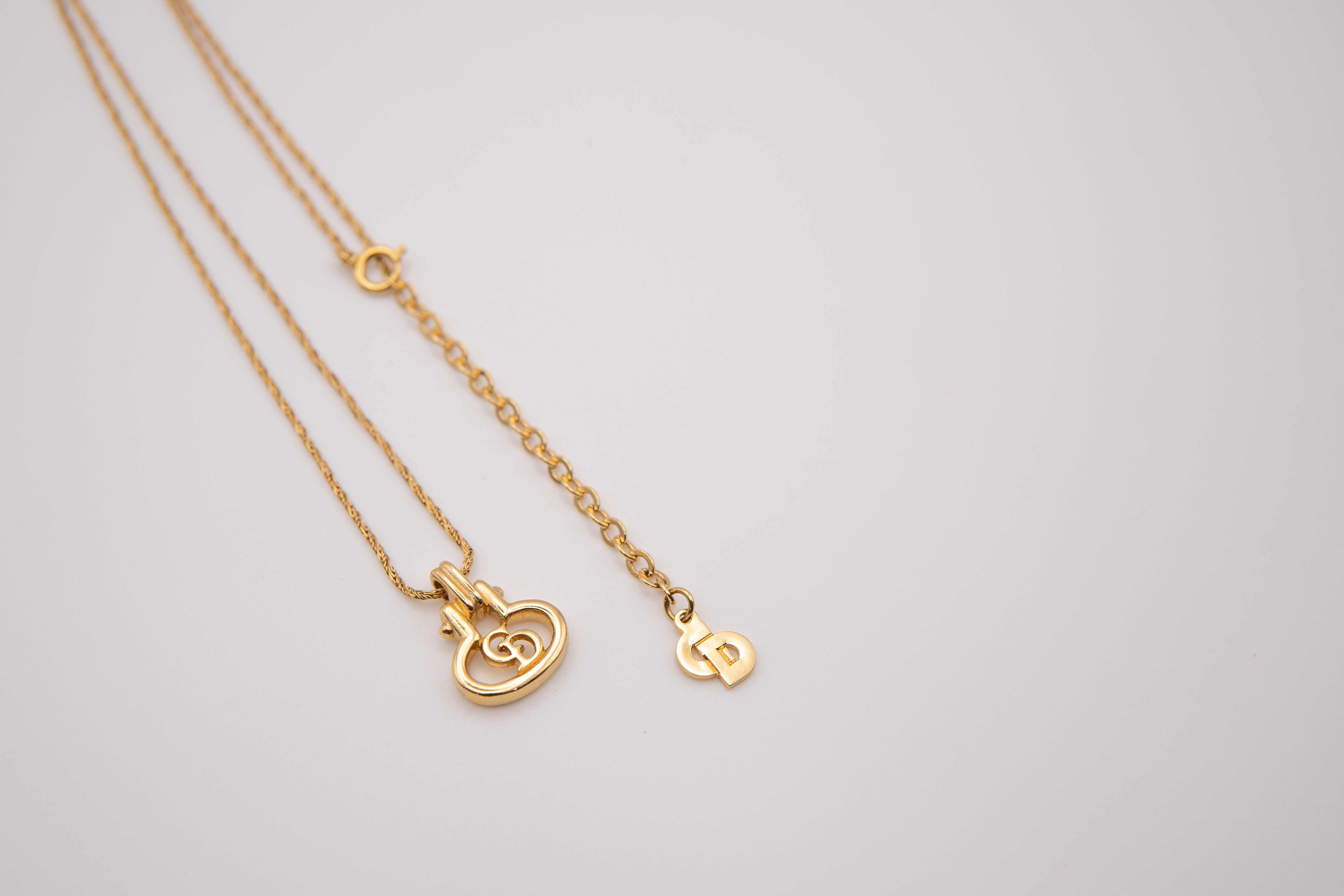 Authentic Christian Dior Vintage "CD" in Oval Pendant Necklace