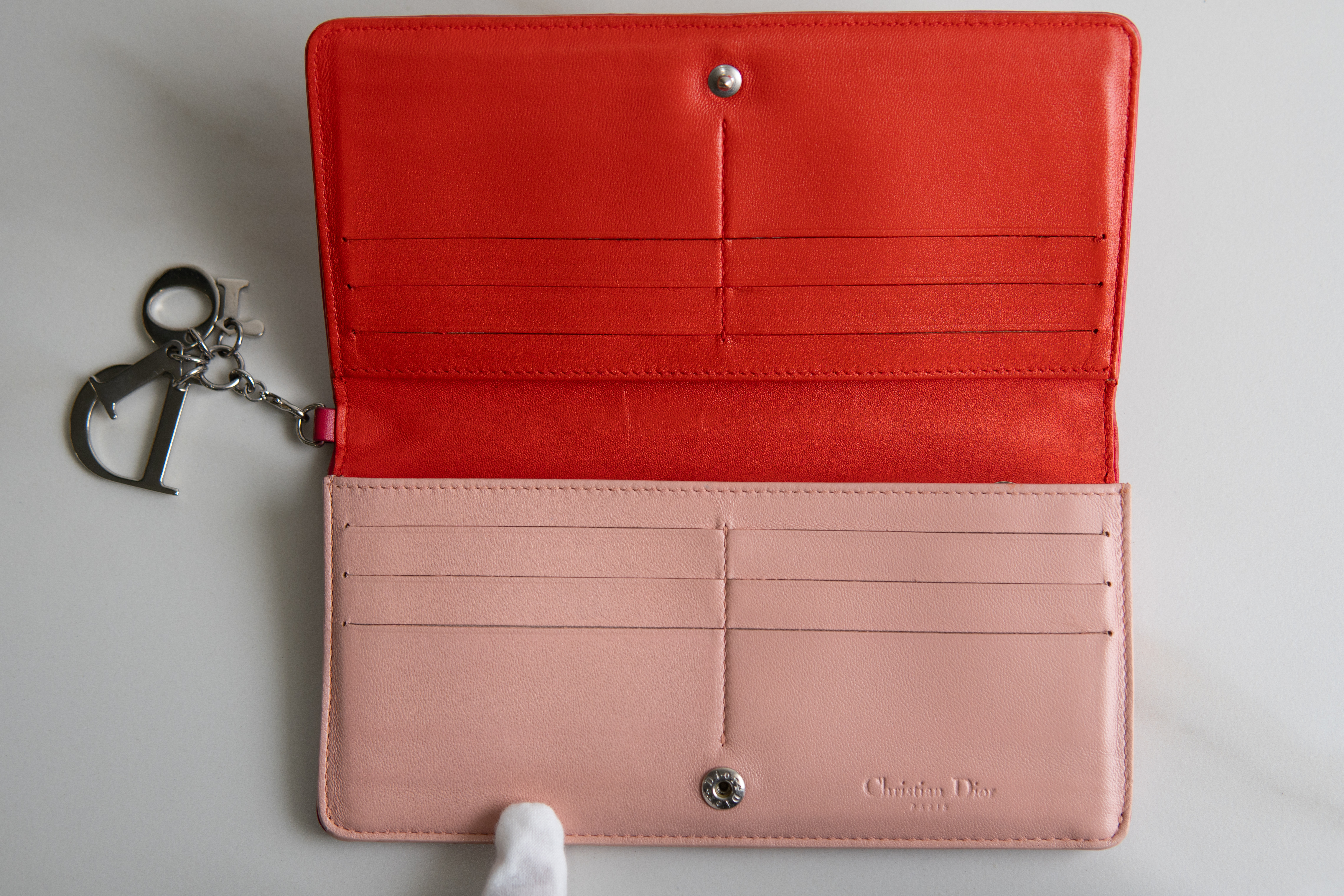 Authentic Christian Dior Cannage Rendez-Vous Lambskin Leather Wallet