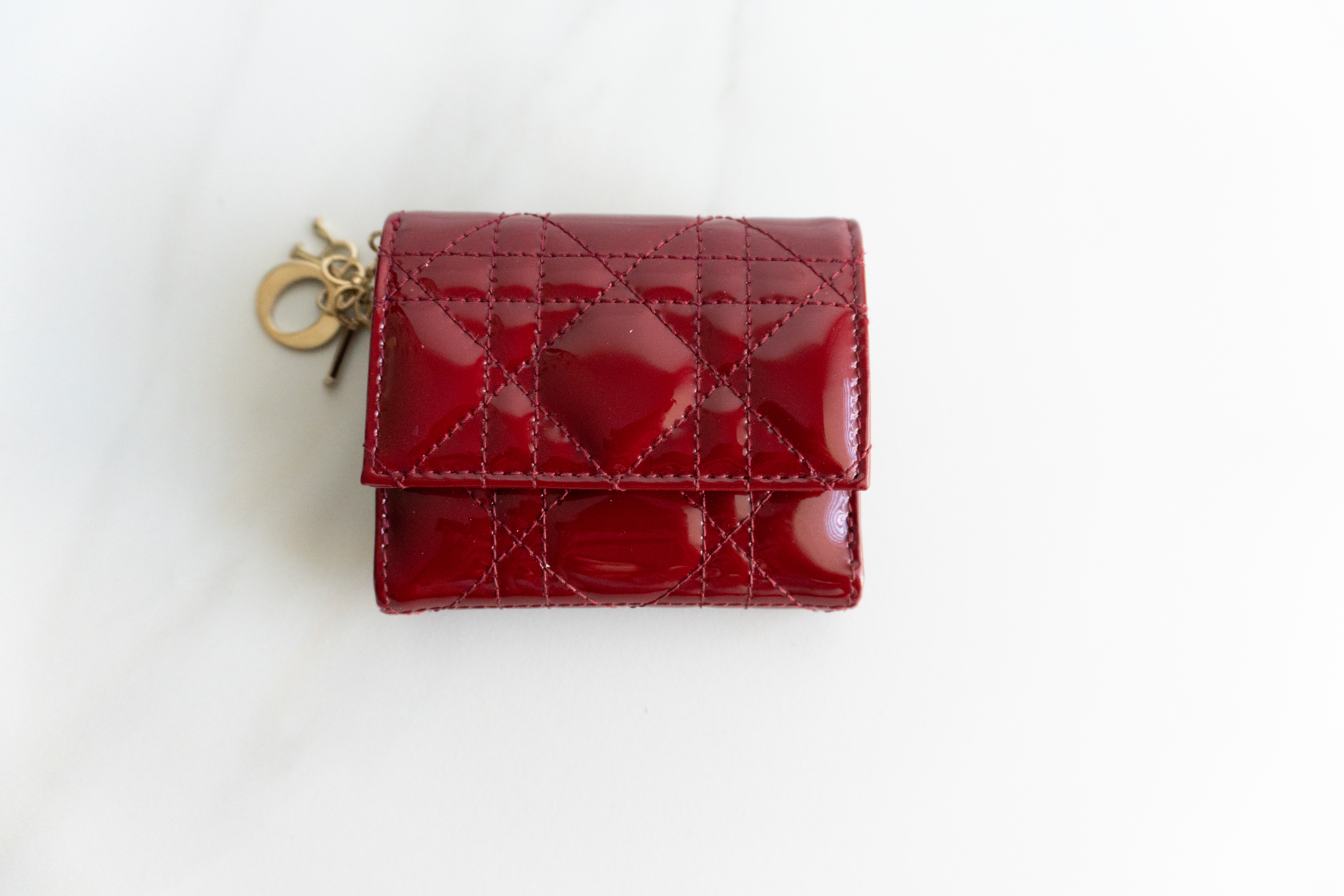 Authentic Christian Dior Lady Dior Lotus Wallet