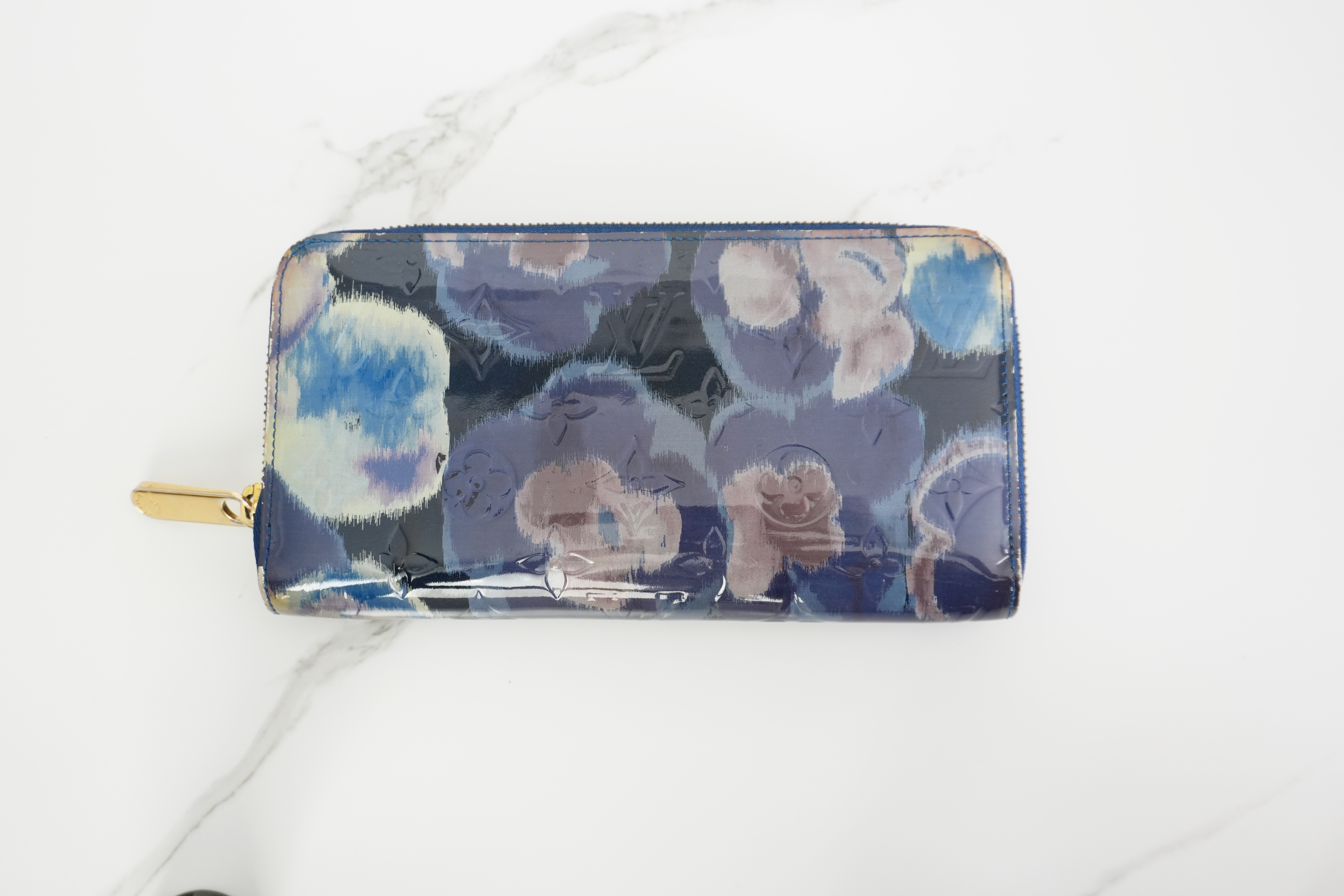 Authentic Louis Vuitton Monogram Vernis Ikat Flower Zippy Long Wallet