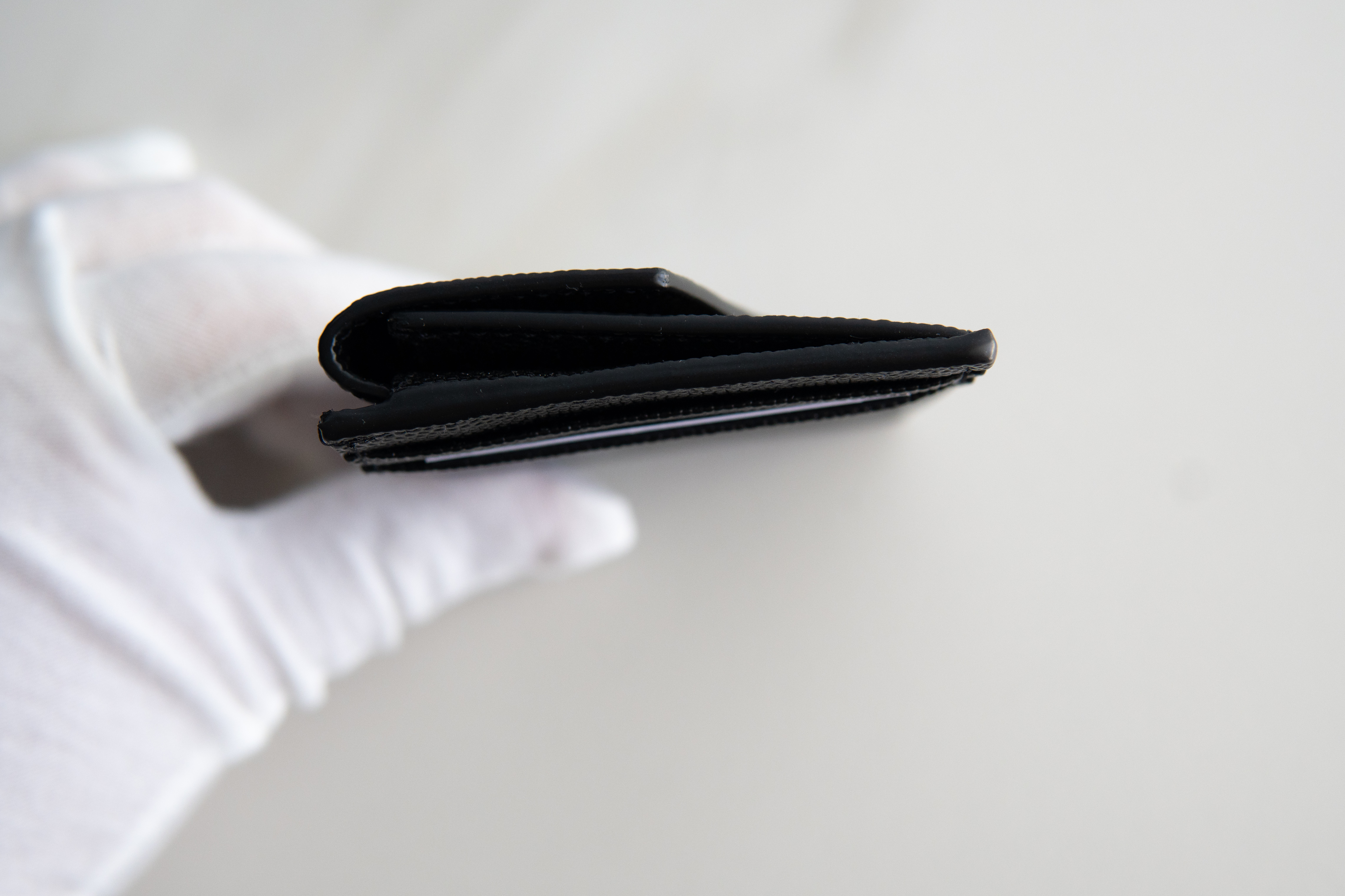 Authentic Yves Saint Laurent Uptown Flap Card Case Black Grained Leather