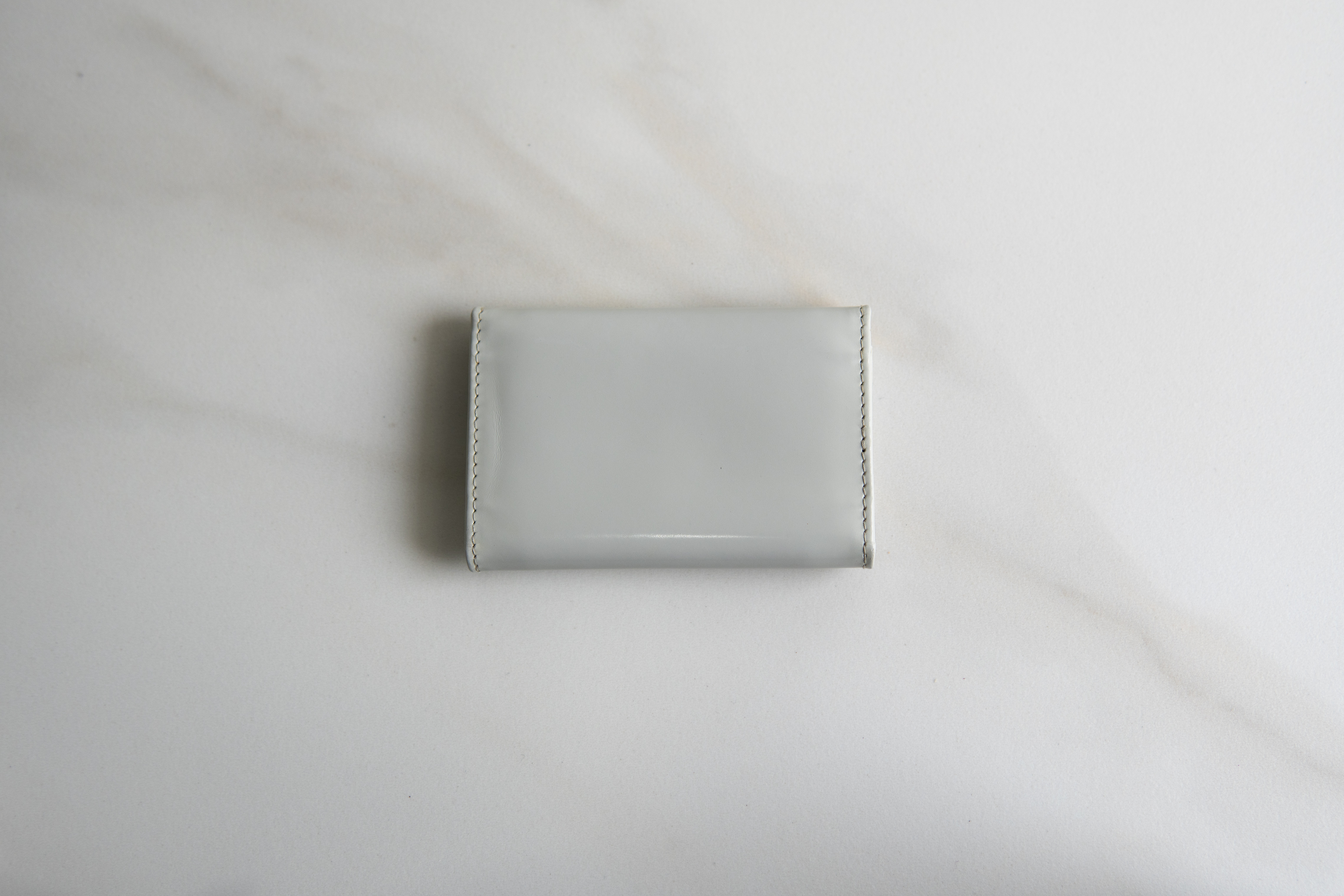 PRADA Logo Patent Leather 6 Ring Key Case Light Gray