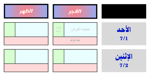 جدول متابعة الأعمال اليومية