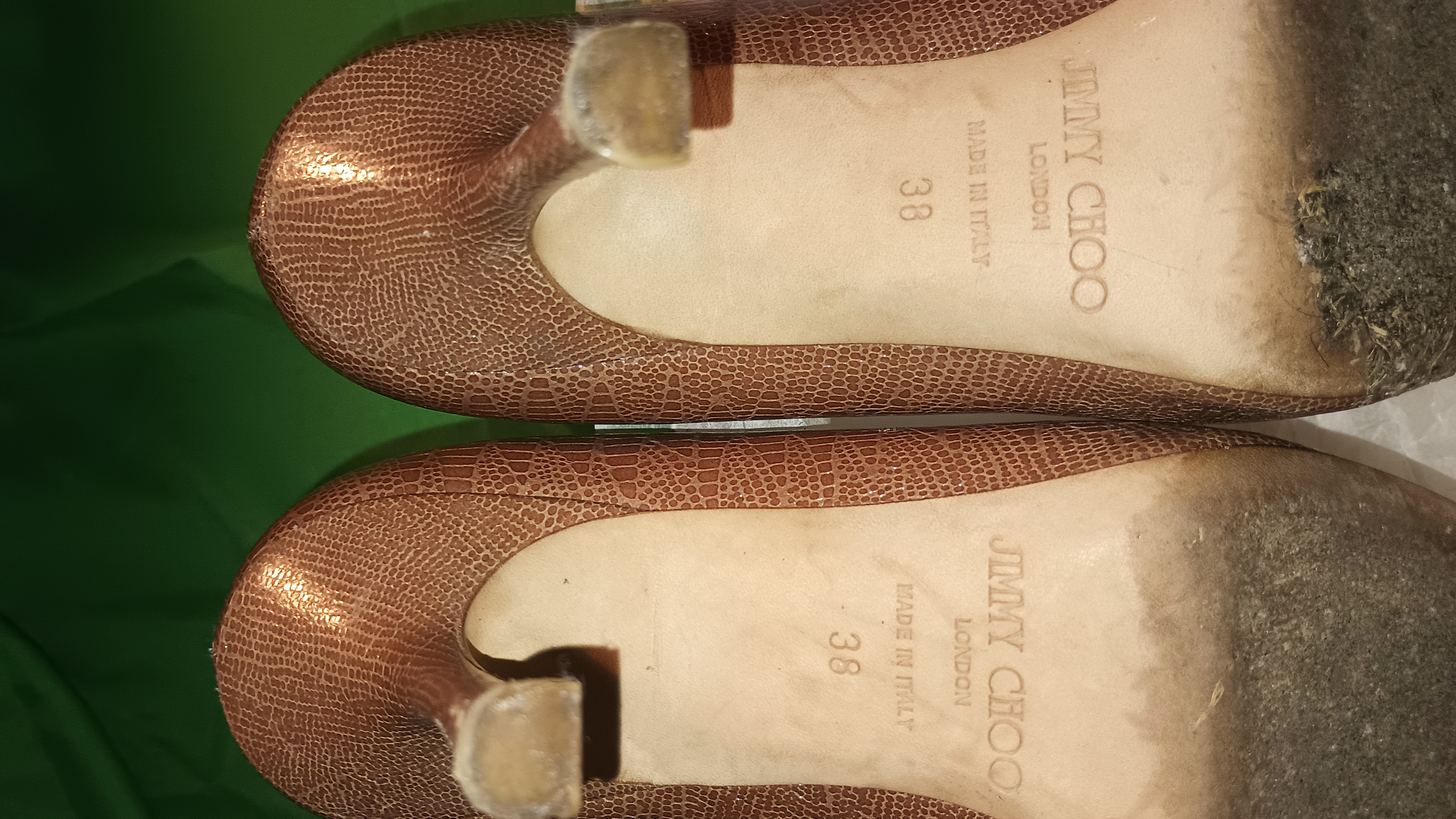 Jimmy Choo Leigh pumps in nude and brown print leather