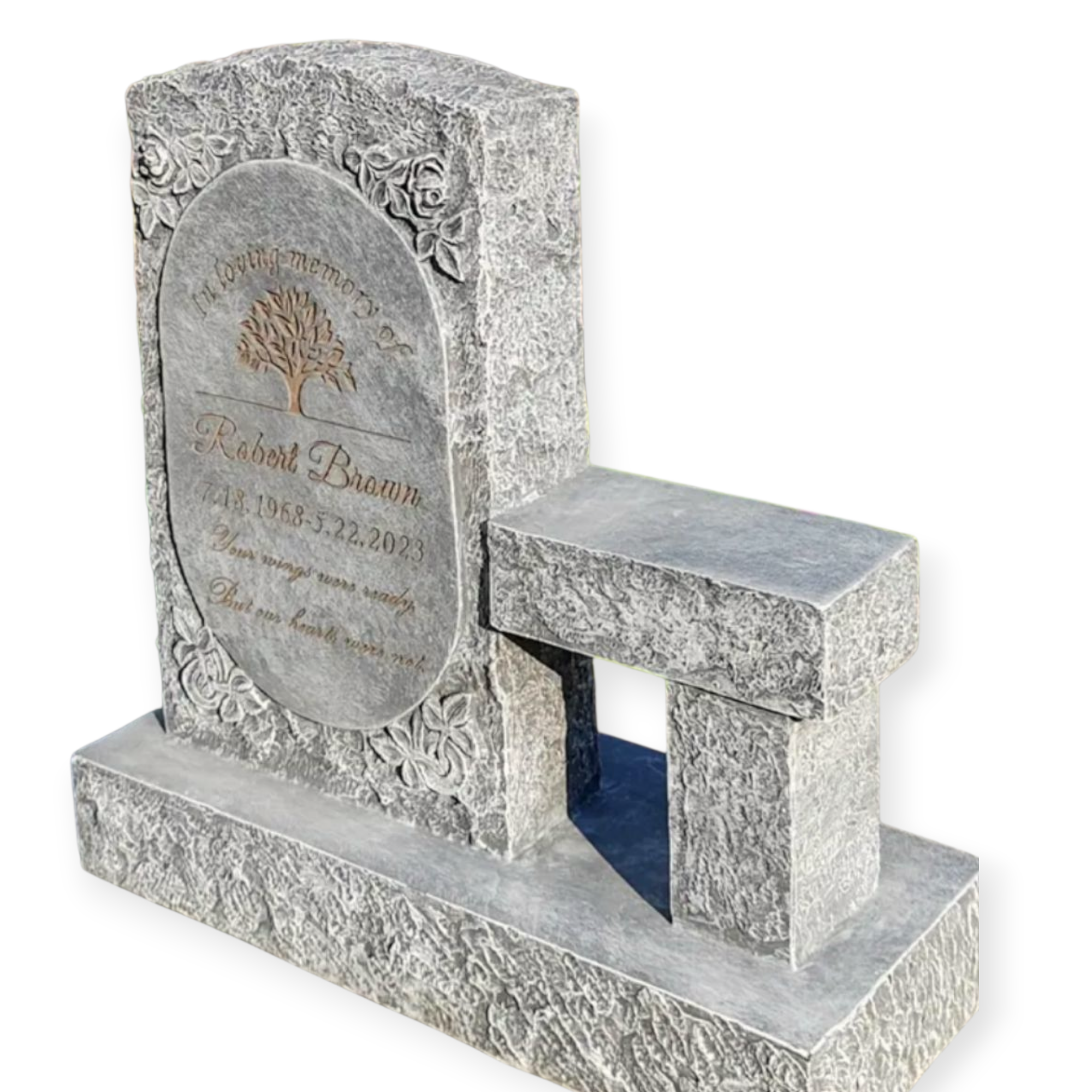 Ornate Gray Granite Headstone