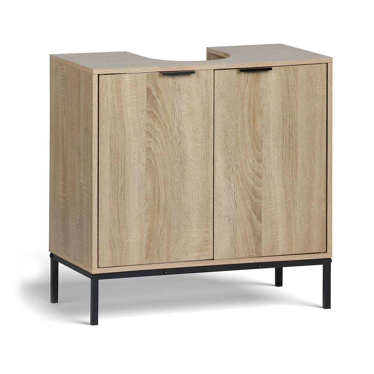 Dollap MobleKit nën lavaman, kafe, i zi, druri, metalik, 60 x 30 x 60 cm