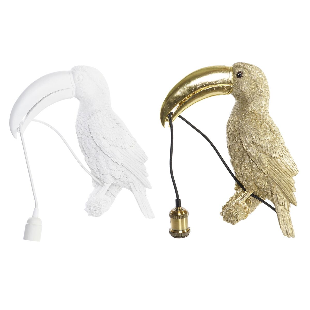 Lampada da Parete DKD Home Decor Dorato Bianco Resina 220 V 50 W (26 x 19,5 x 44 cm) (2 Unità)