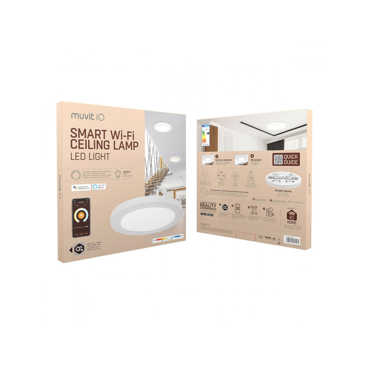 Ndriçues i futur Muvit iO i bardhë, 30 W, 3000 lm, 330 mm, Wi-Fi