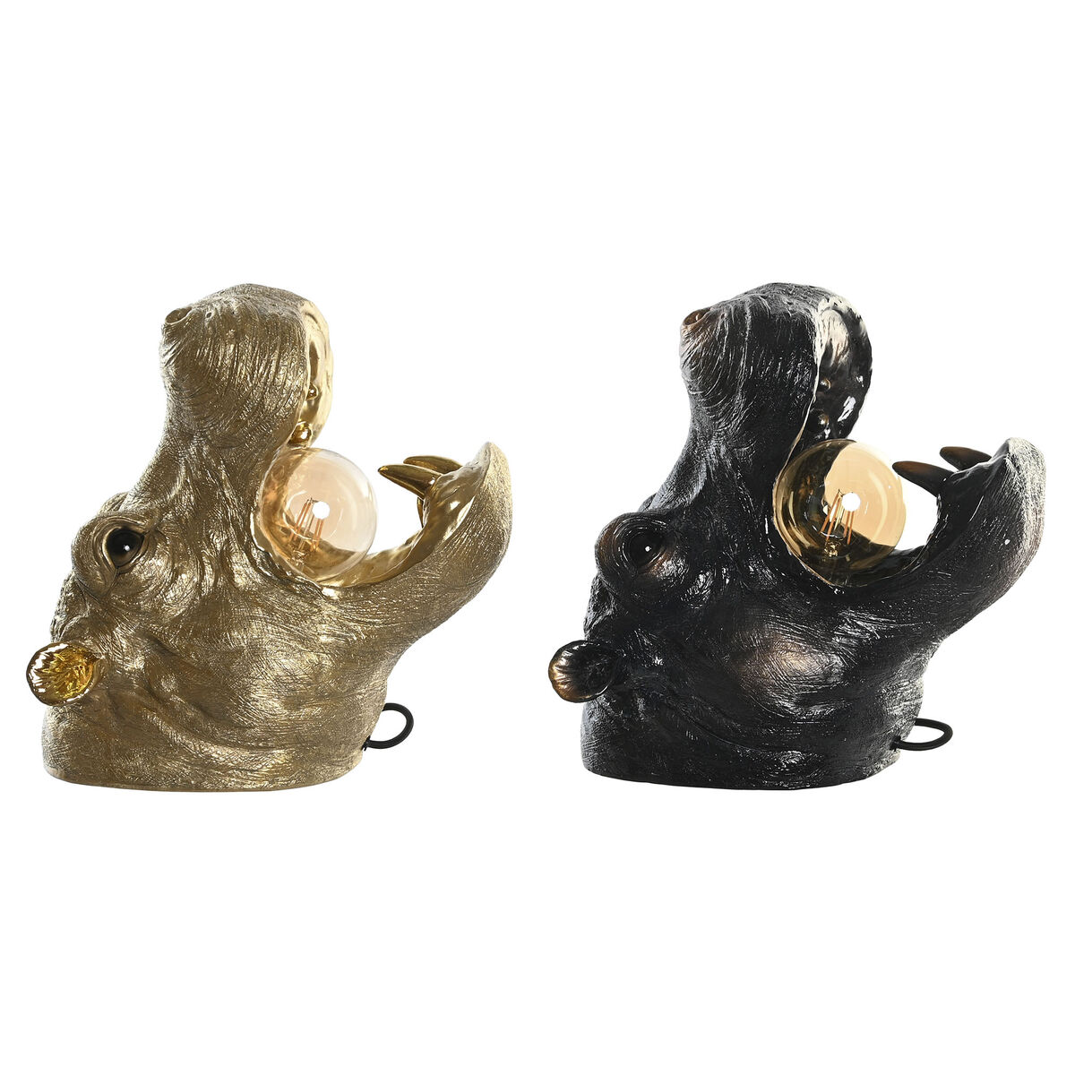 Aplikë muri DKD Home Decor ngjyrë bakri i artë 50 W, stil kolonial, formë hipopotami, 220 V, 35 × 23 × 34 cm (2 copë)