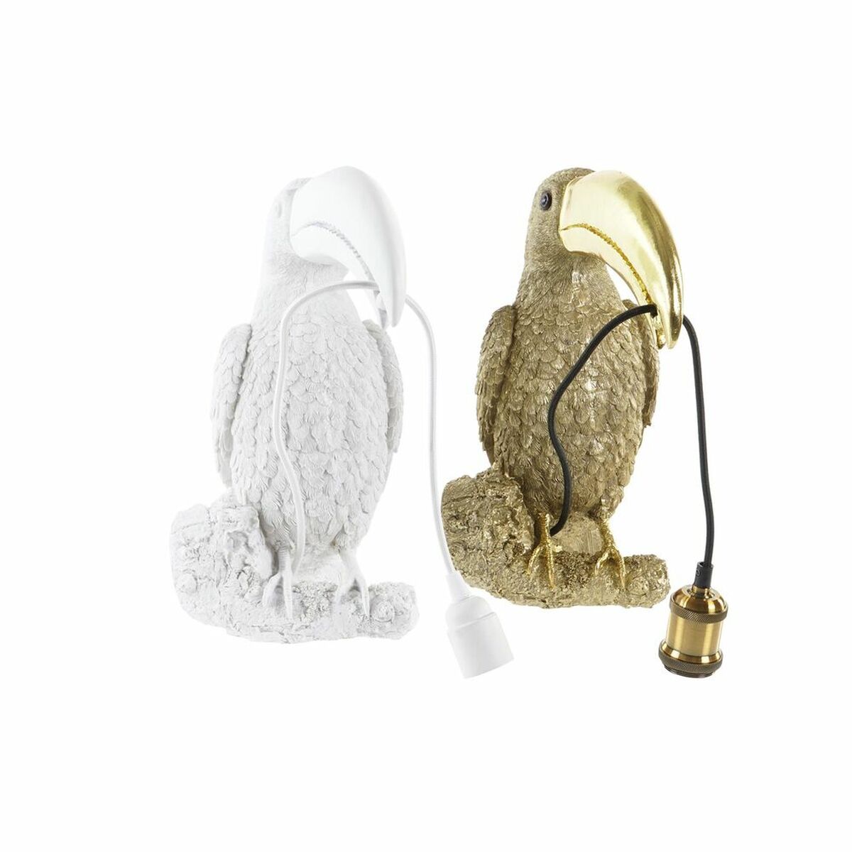 Llambë muri DKD Home Decor në ngjyrë ari dhe të bardhë, prej rrëshire, 220 V, 50 W (26 x 19,5 x 44 cm) (2 copë)