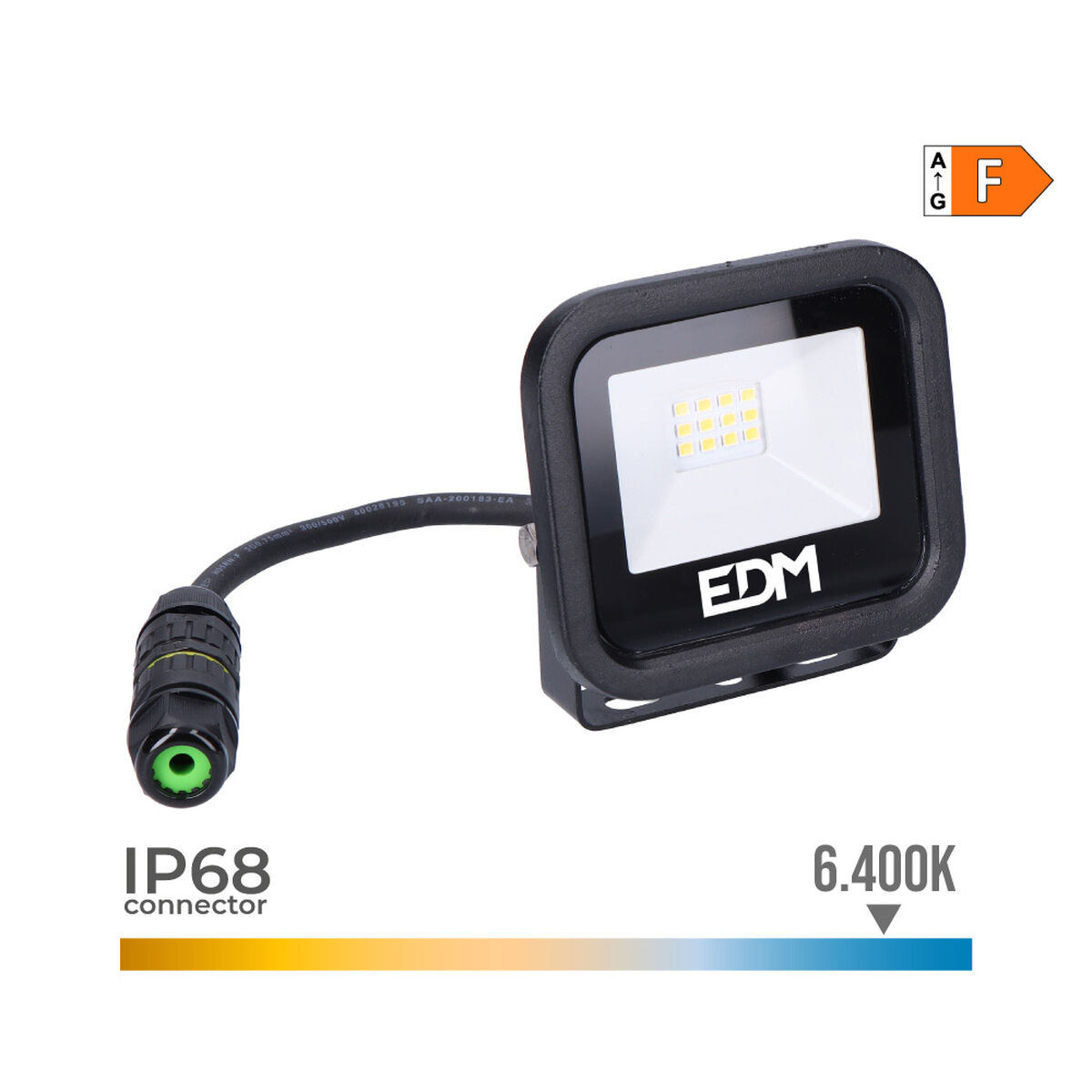 Projektor LED EDM 70400 Black Series, Ngjyrë e Zezë, F 2100, 10 W, 800 lm, 9,2 × 8,1 × 2,7 cm (6400 K)
