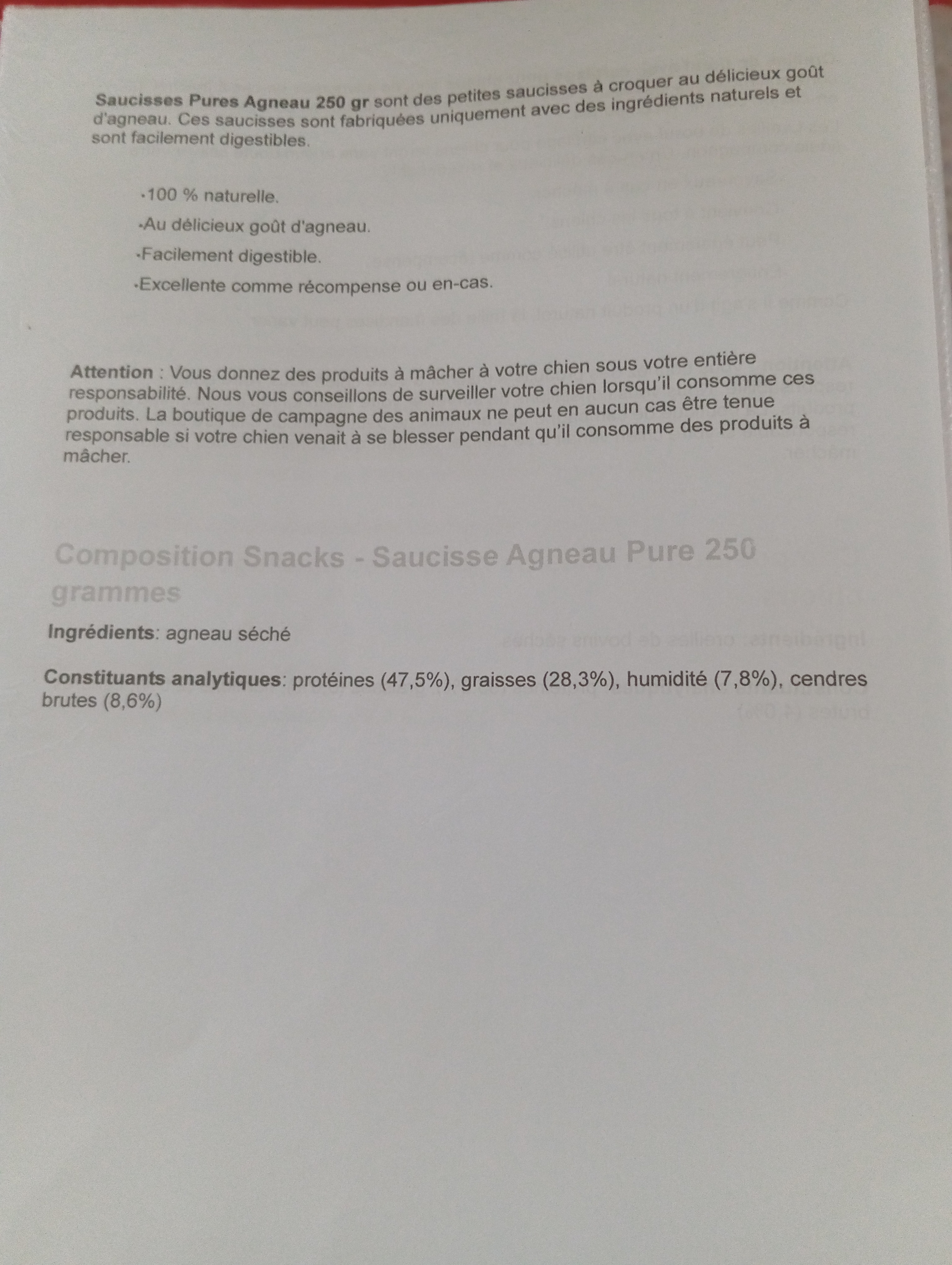 Saucisse séchée d'agneau 