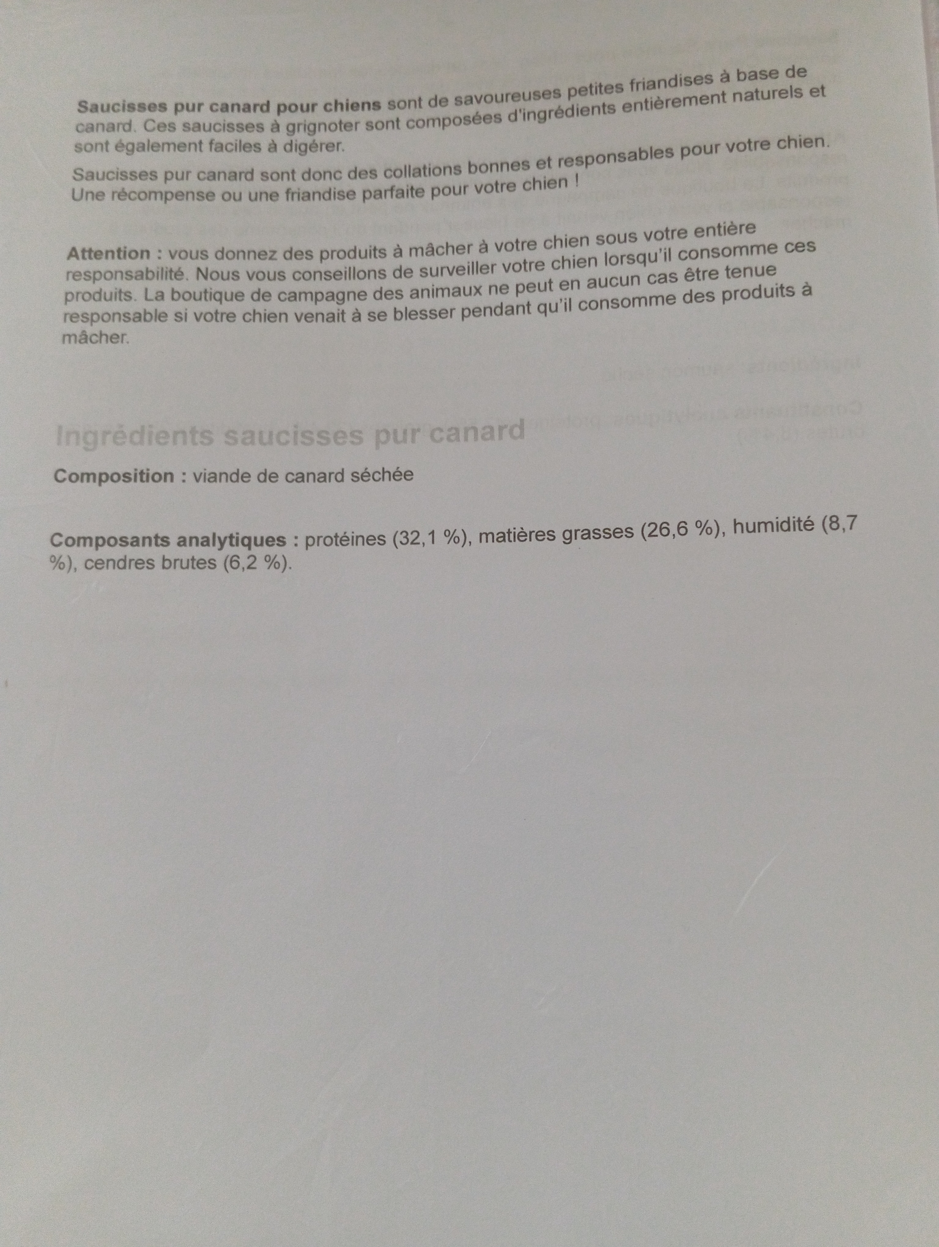 Saucisse séchée au canard