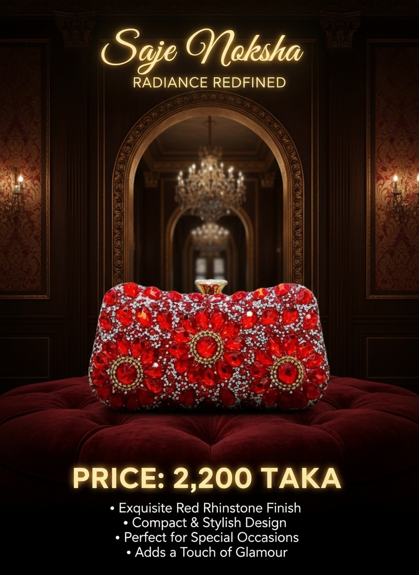 Saje Noksha Red Rhinestone Clutch