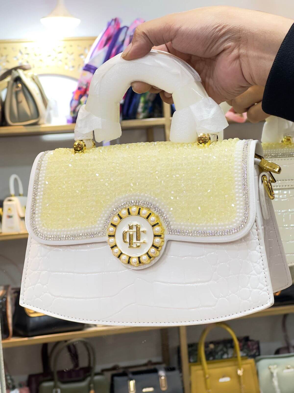 Elegant Pearl Studded Mini Handbag