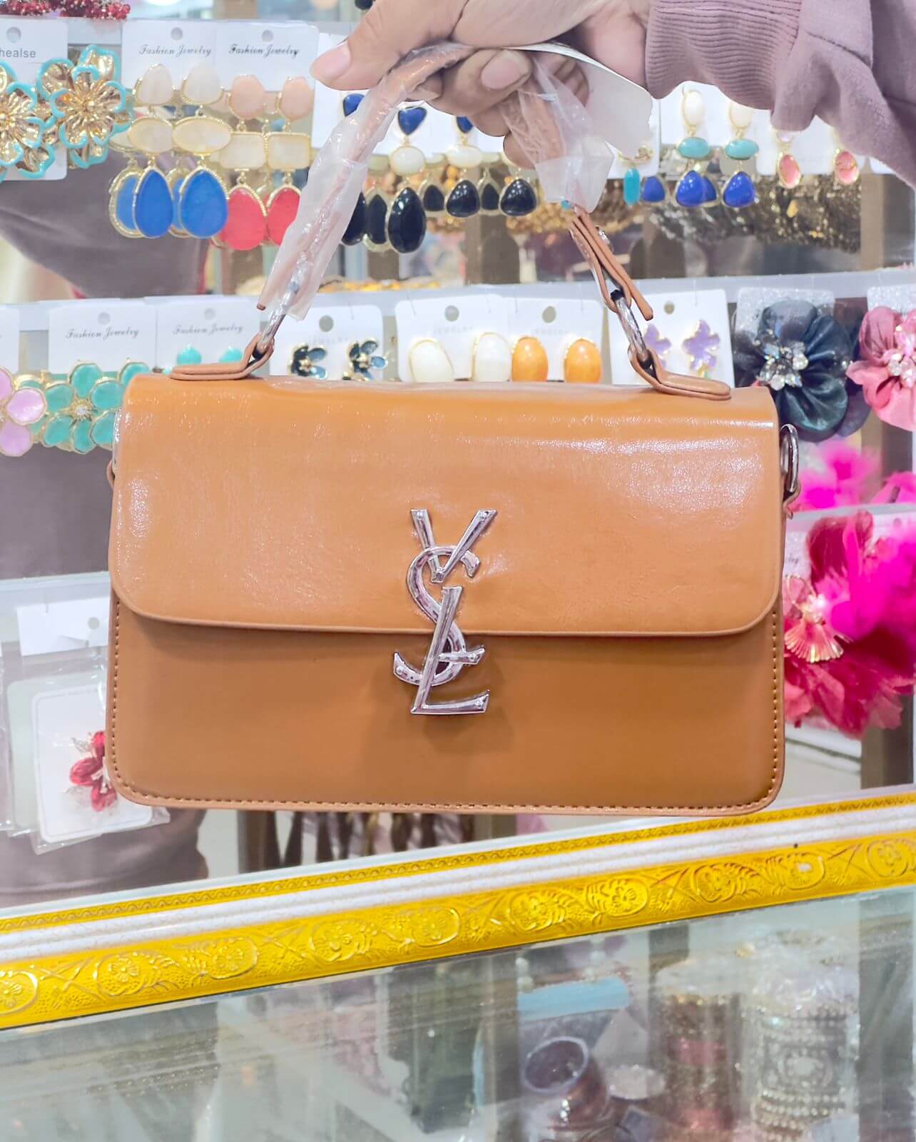 Designer Brown Leather Handbag